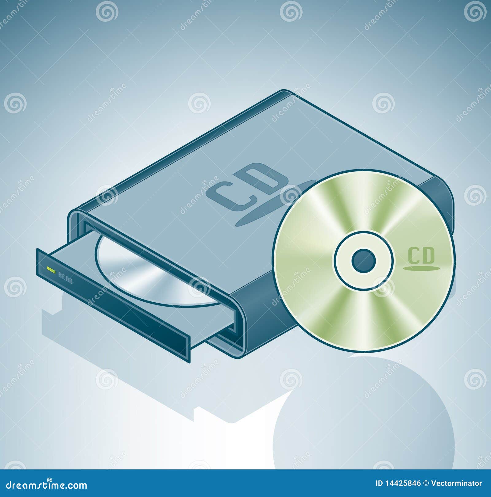 Lector de CD-ROM portable ilustración del vector. Ilustración de conducir -  14425846
