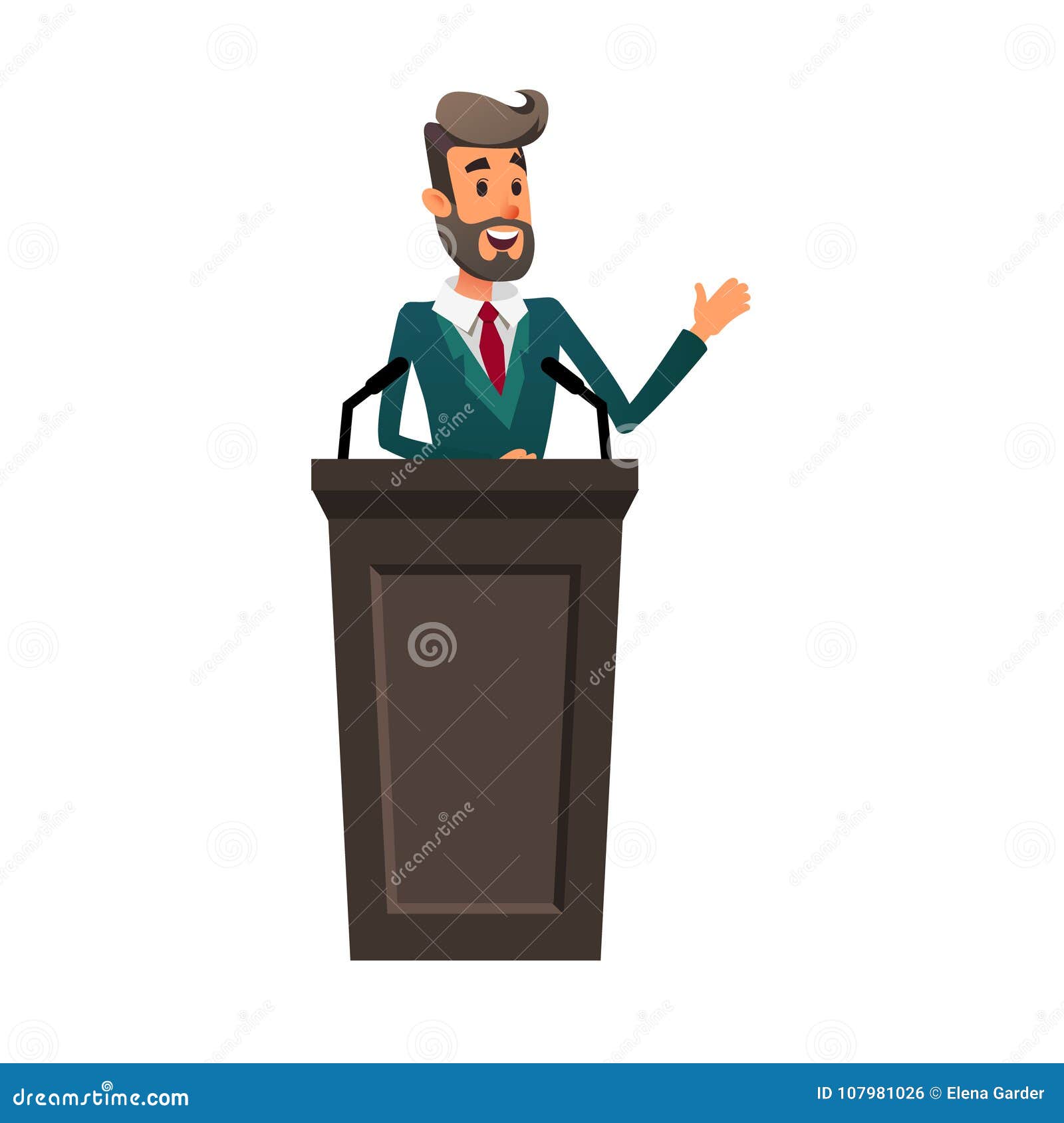 the lecturer stands behind the rostrum. the speaker lectures and gestures. a young politician speaks to the public.