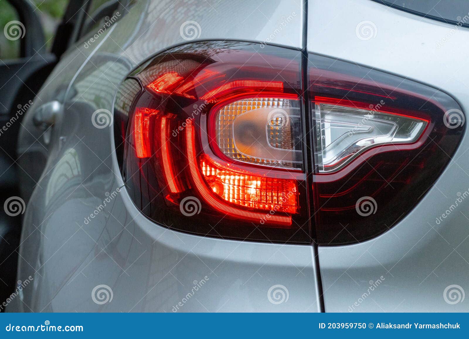 Led Car Rear Light with 3D Effect. Car Rear Light Closeup Stock Photo