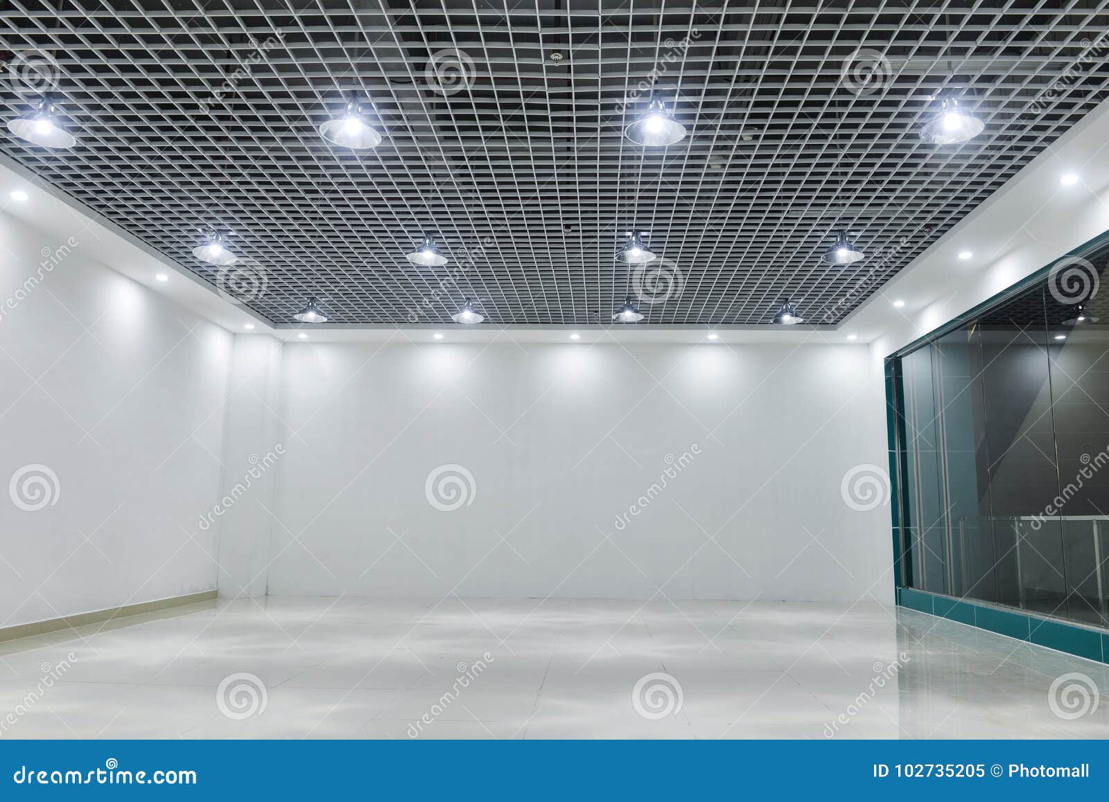 led ceiling lights on modern commercial building ceiling