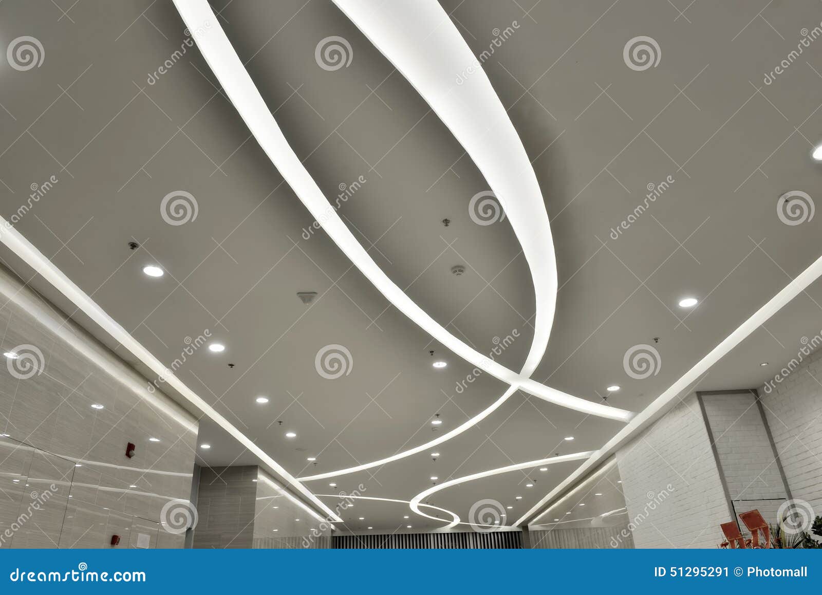 led ceiling of modern plaza hall