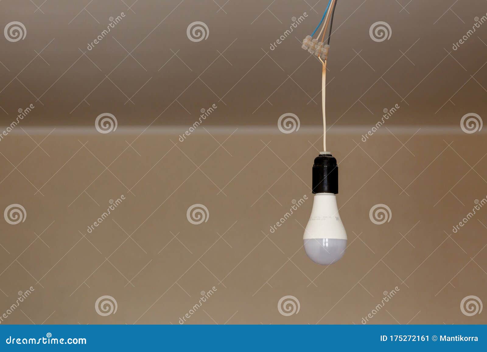 LED Energy Saving Lamp Hanging on Cable Stock Image Image of cable