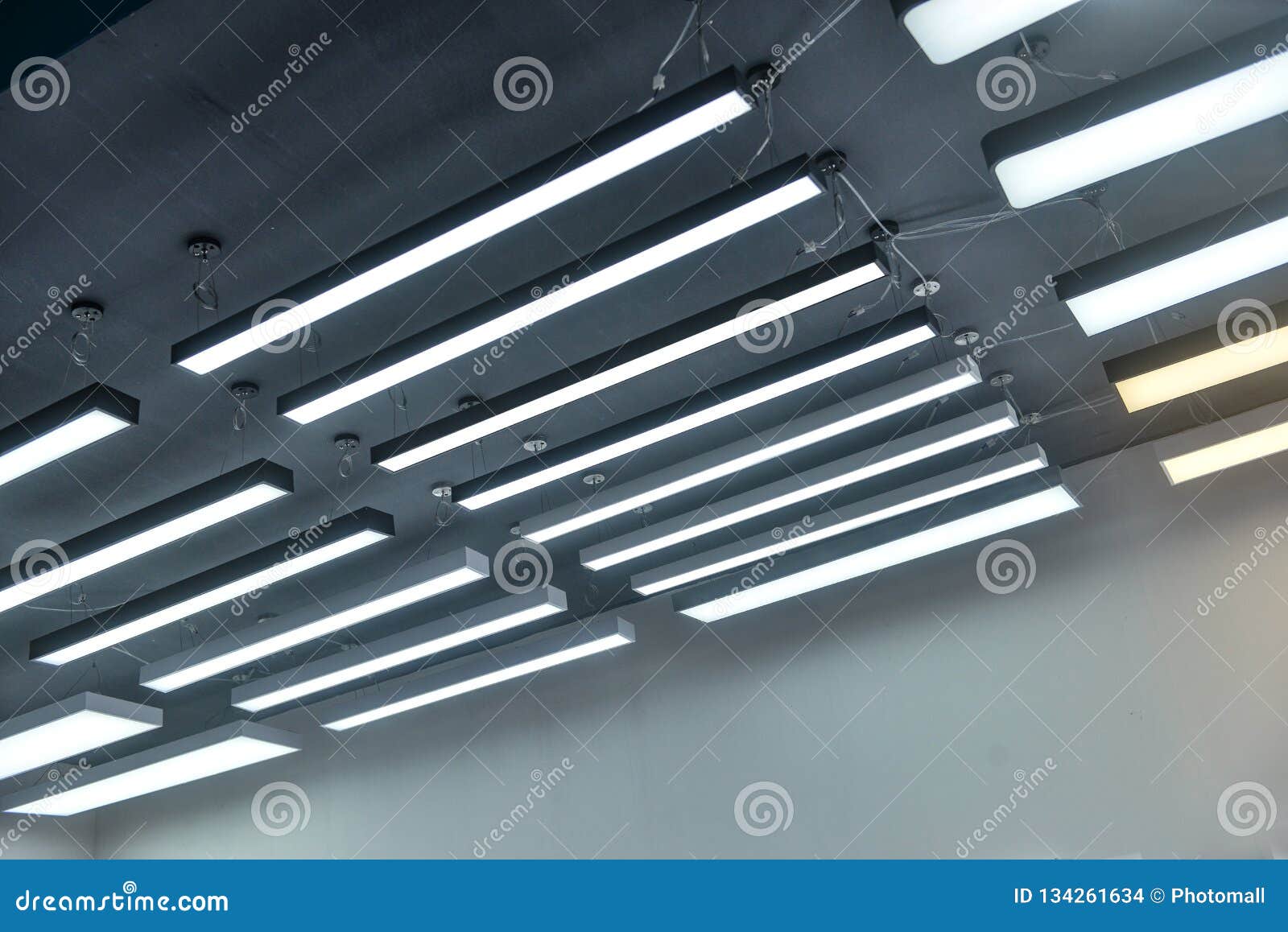 led hanging lighting in commercial building