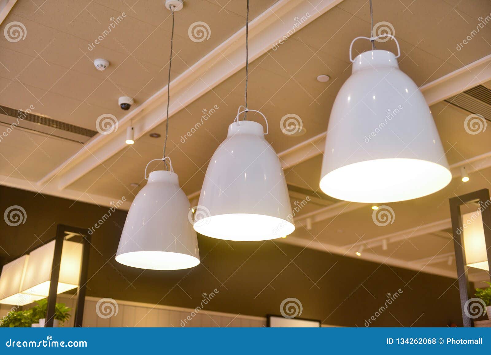 led hanging lighting in commercial building