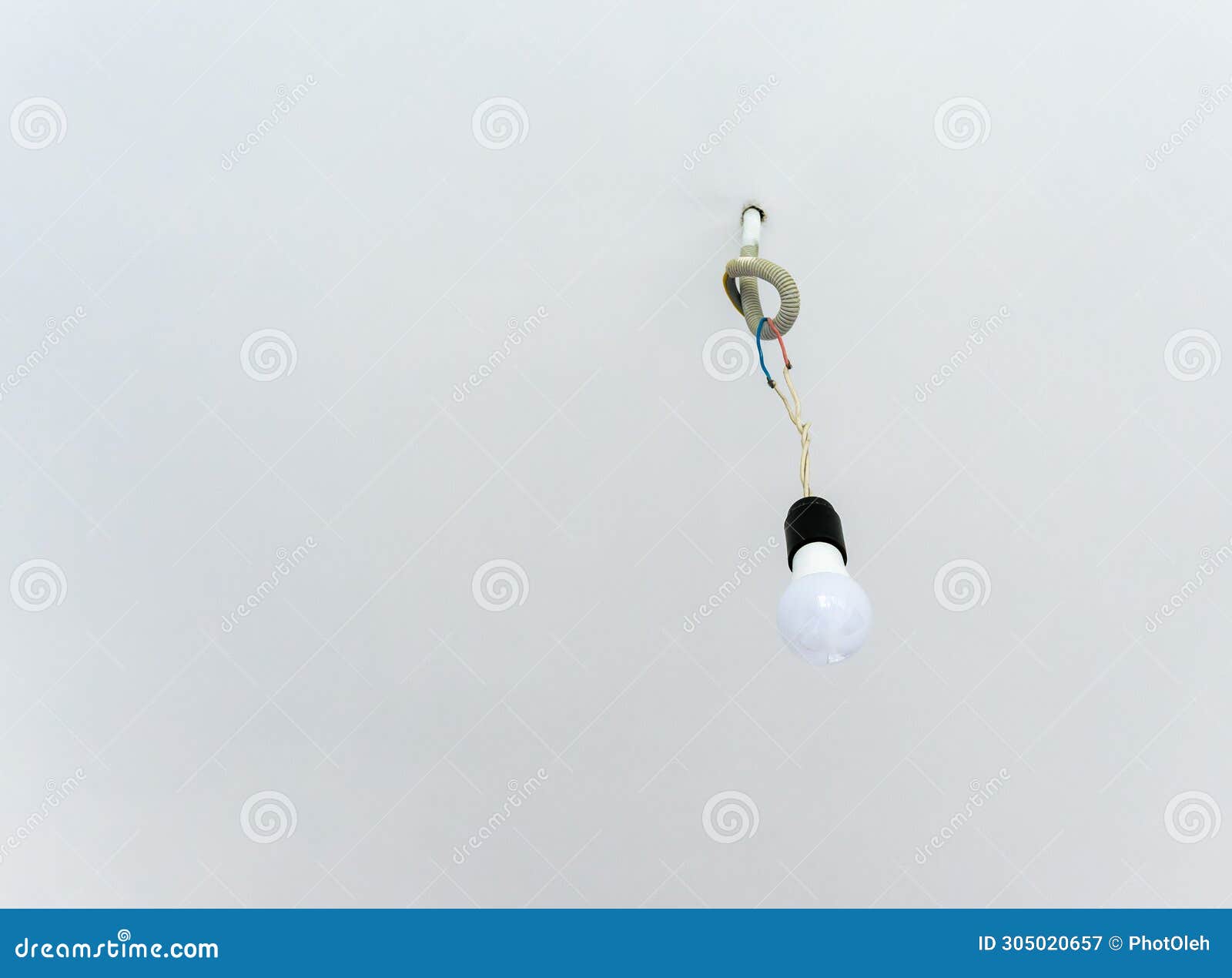 LED Light Bulb in a Holder on a Ceiling Stock Image Image of