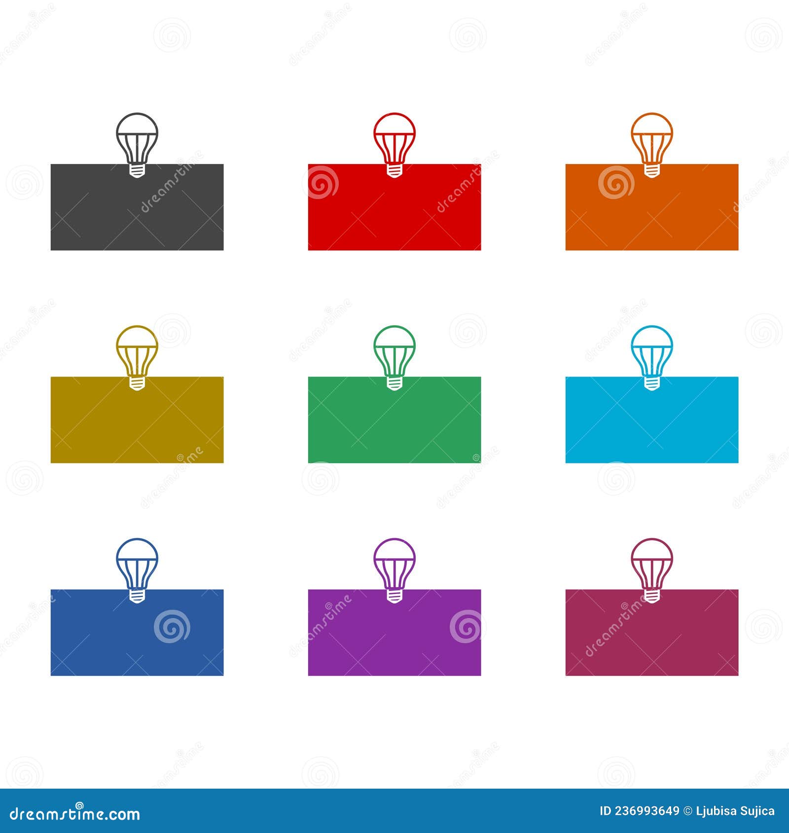 led light bulb icon  on white background, color set