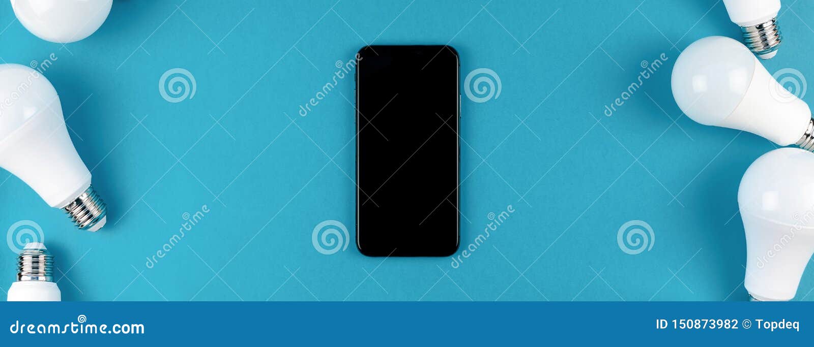 Download LED Light Bulbs And Modern Smartphone Mockup Stock Photo ...