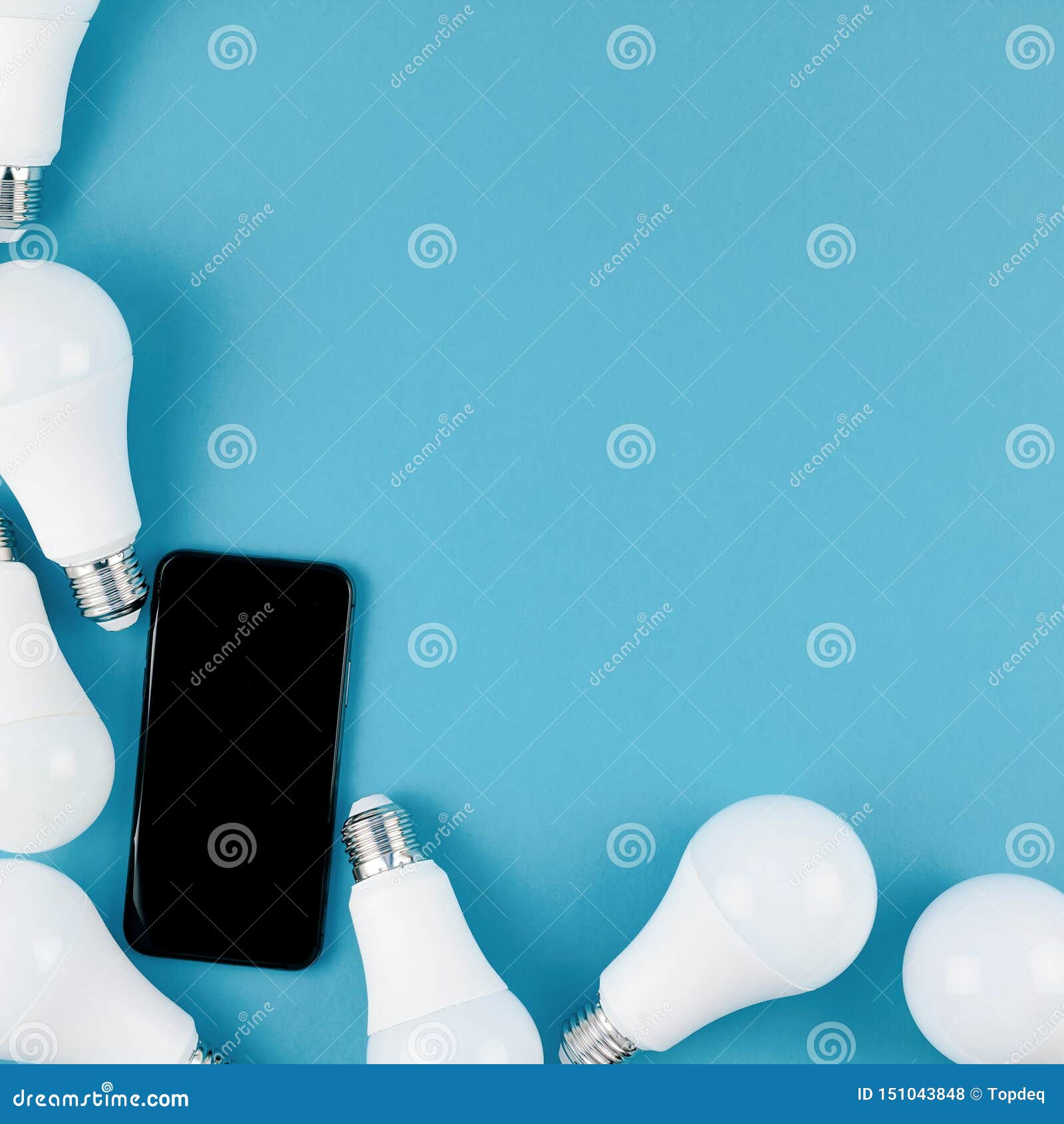 Download LED Light Bulbs And Modern Smartphone Mockup Stock Photo ...
