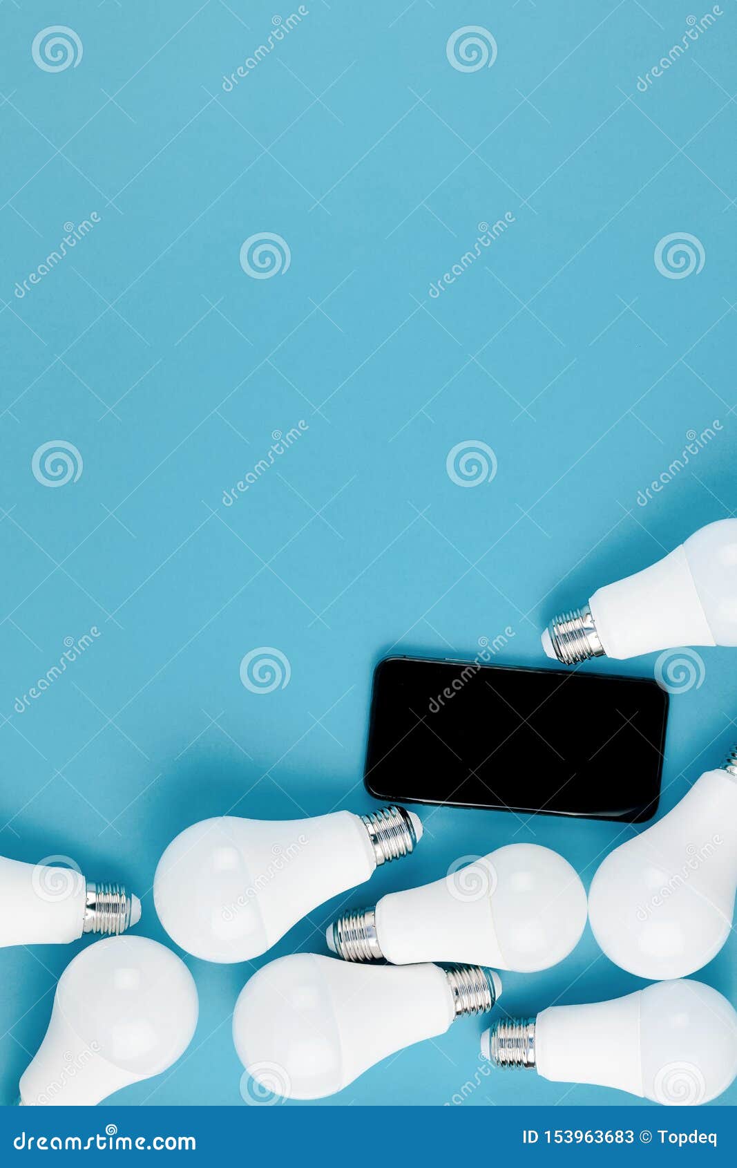 Download LED Light Bulbs And Modern Smartphone Mockup Stock Image - Image of electric, bright: 153963683