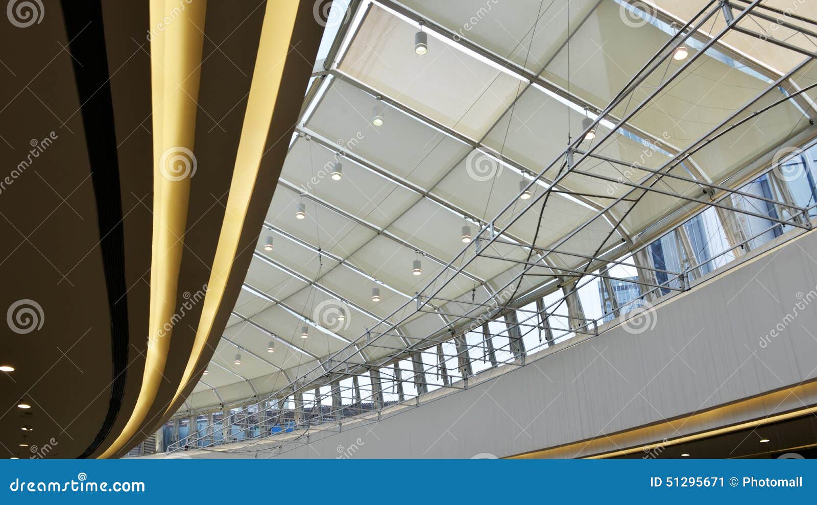 LED Light Used on Modern Commercial Building Ceiling Stock Image