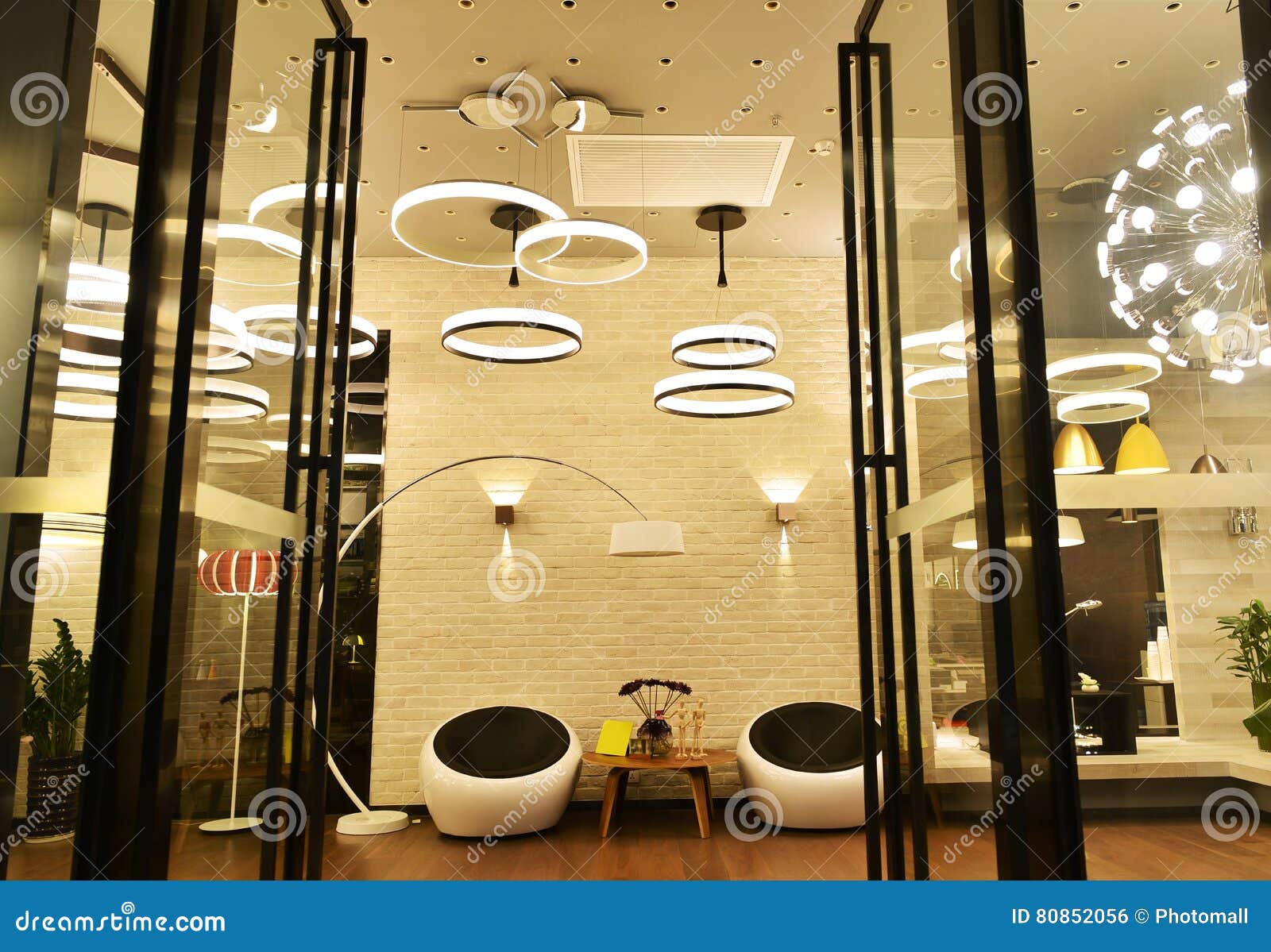 Led Lighting shop at night stock photo. Image of chandelier 80852056