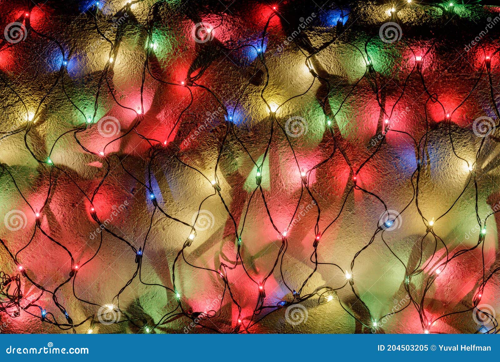 Multi Color Led Net Lights Decorating Wall At Christmas Stock Image Image Of Electric Celebration 204503205