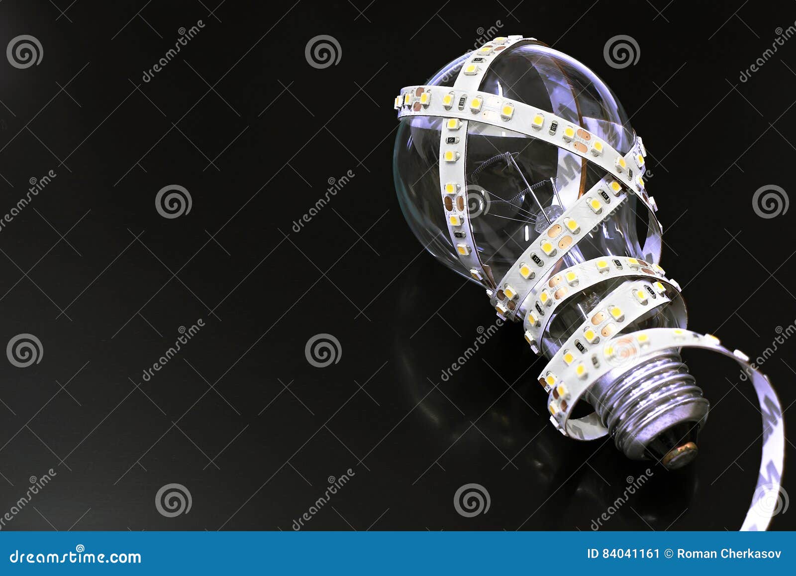 LED Strip on the Filament Lamp Stock Image Image of efficiency