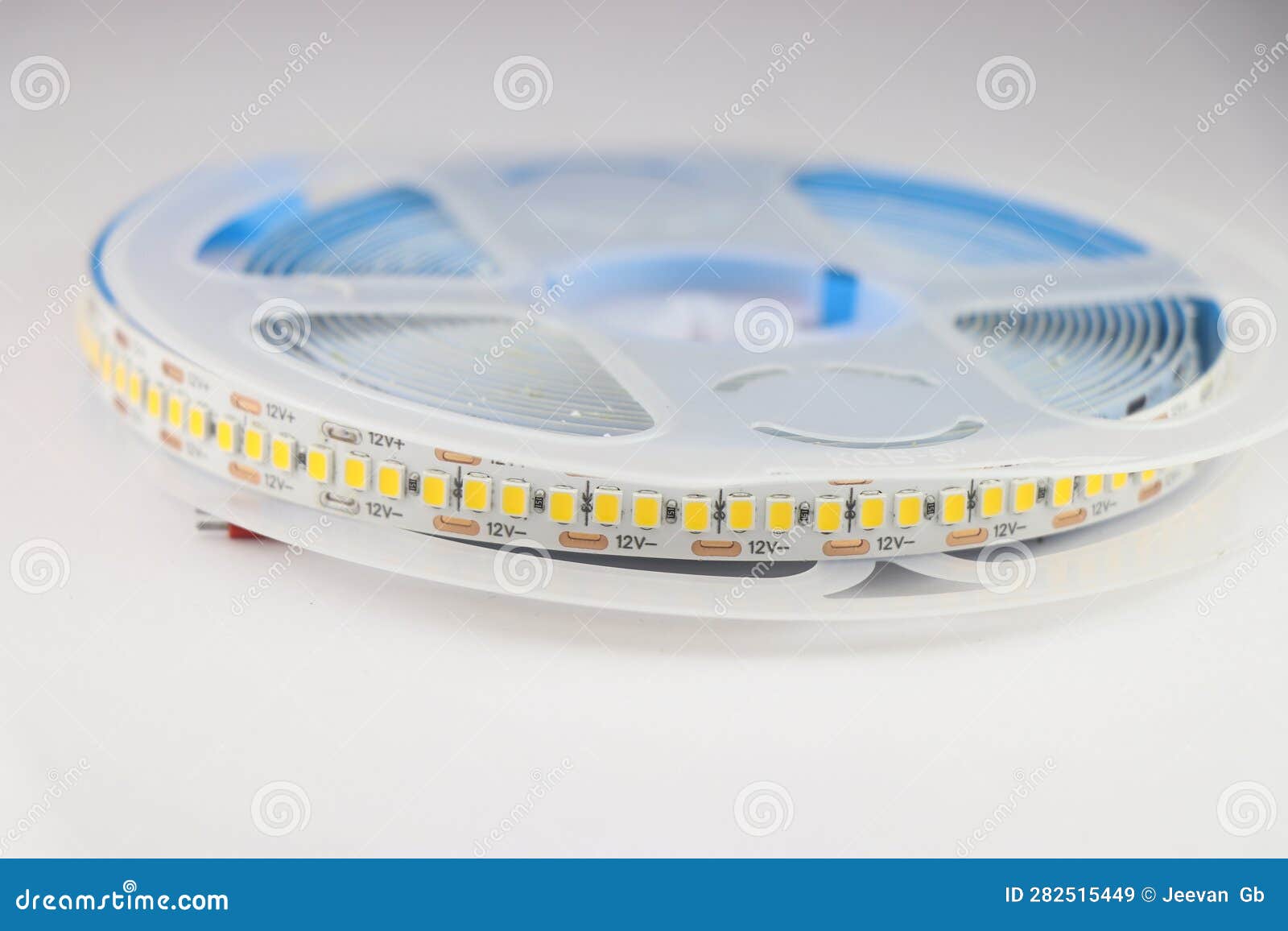 LED Strip Light in a Reel Ready for Installation Isolated on a White