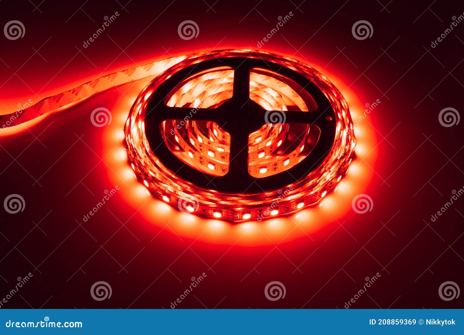 Led strip red light roll stock image. Image of equipment 208859369