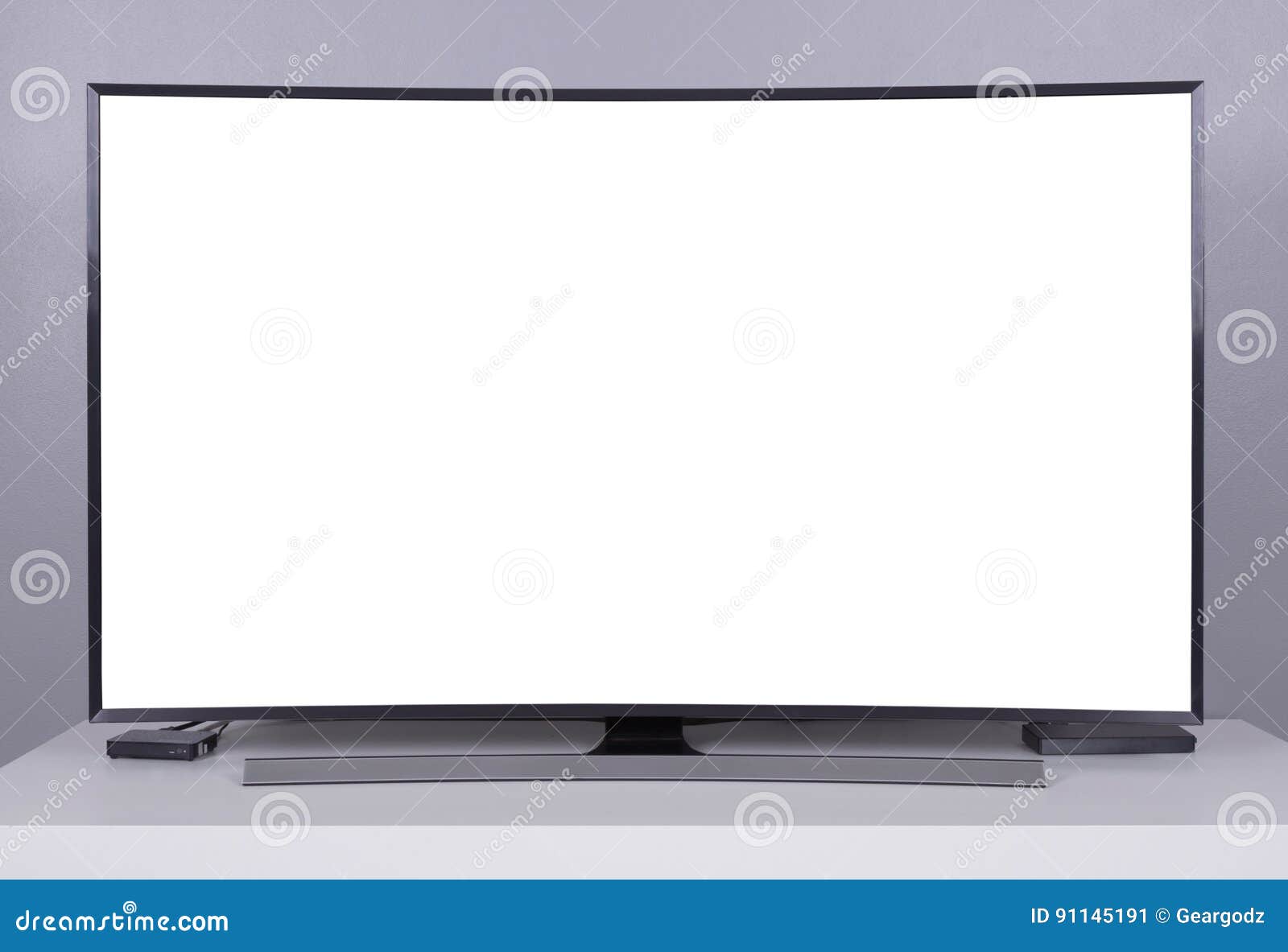 LED TV with Blank Screen on Stand Stock Image Image of decor, design