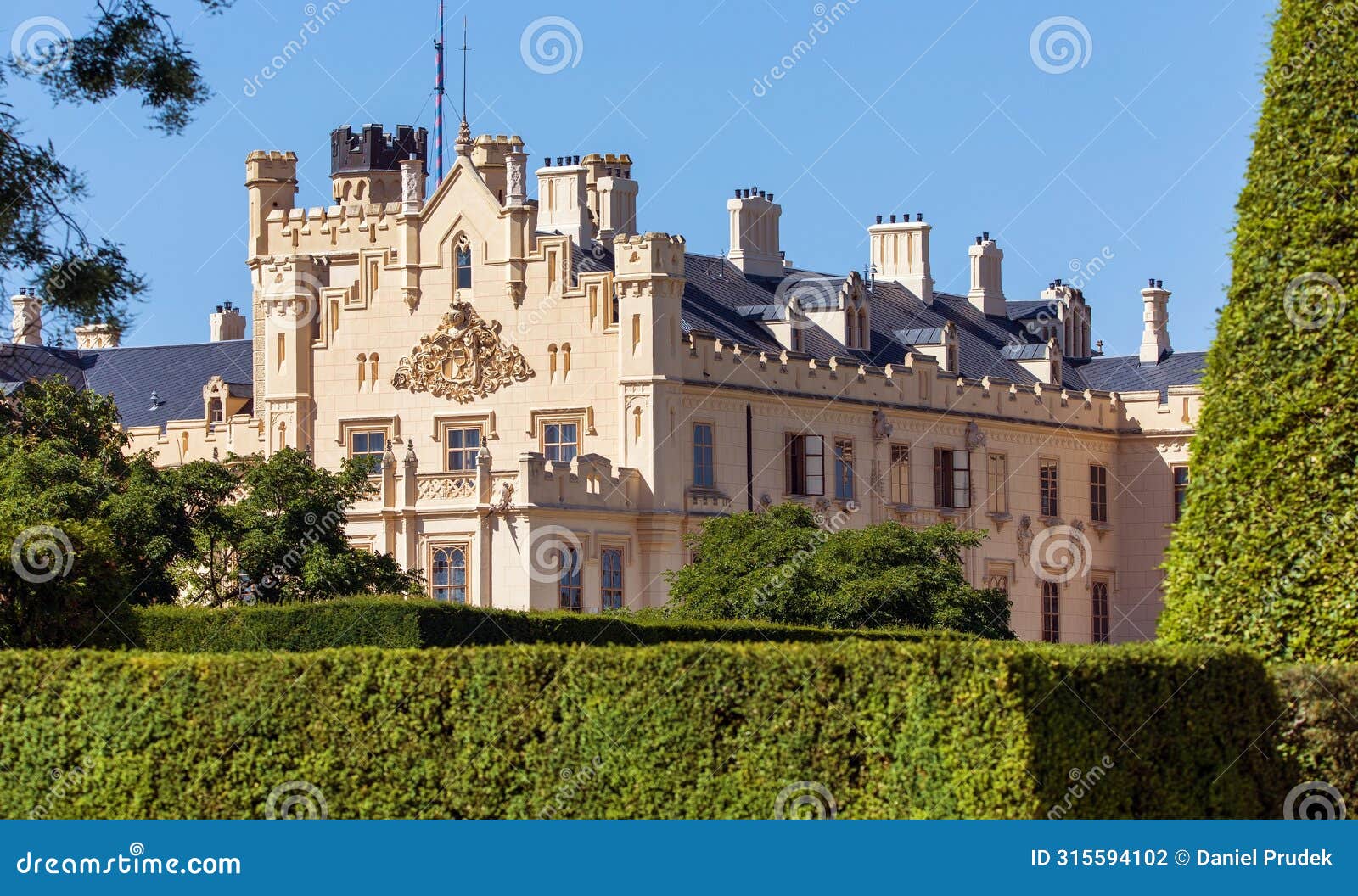 lednice chateau built in neo-gothic style czech republic