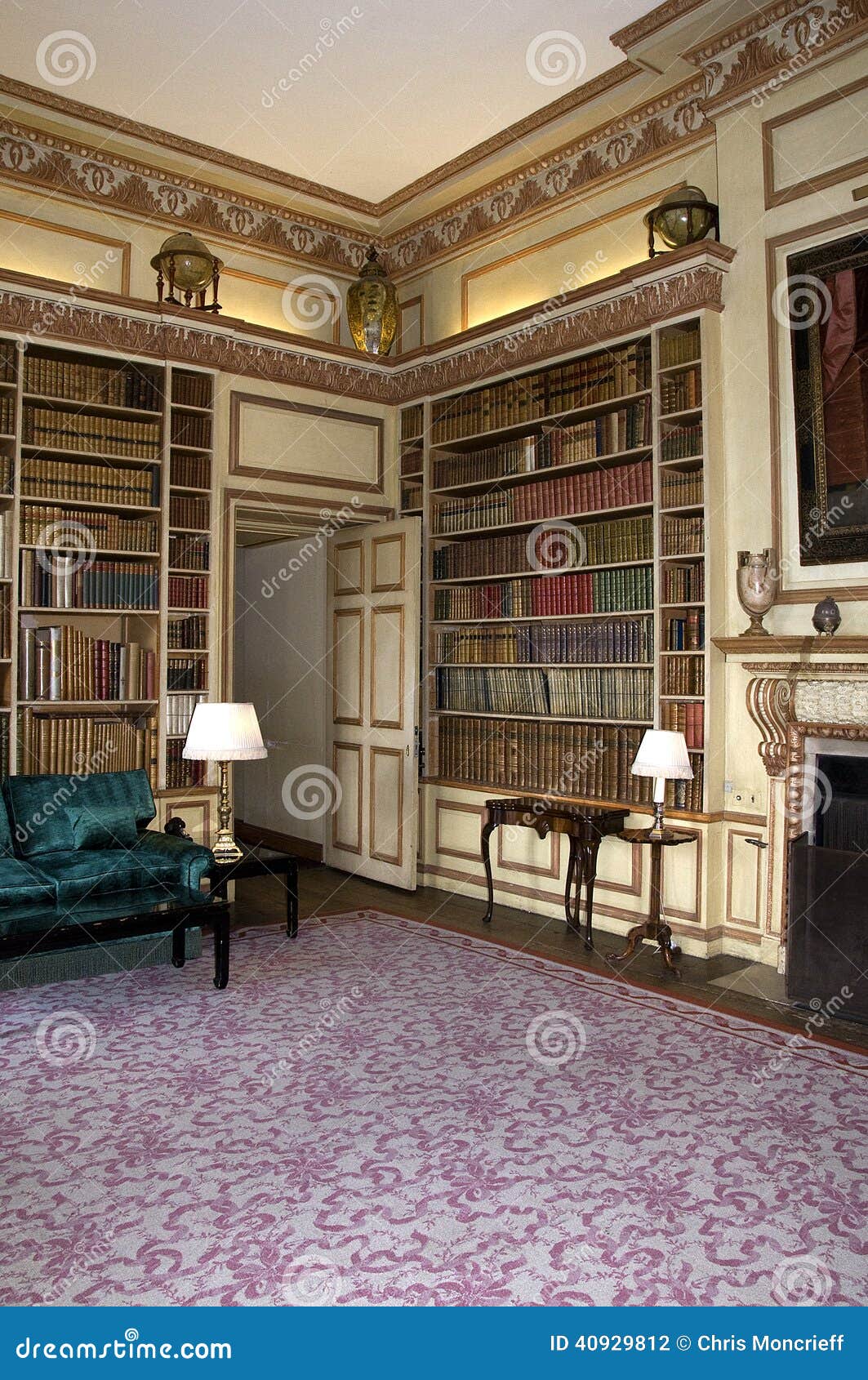 Leeds Castle - Library. The Library redsigned in 1938 in Leeds Castle in the village of Leeds, Kent England