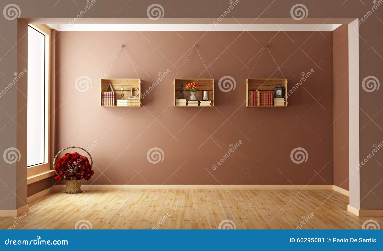 Leeres braunes wohnzimmer stock abbildung bild: 60295081