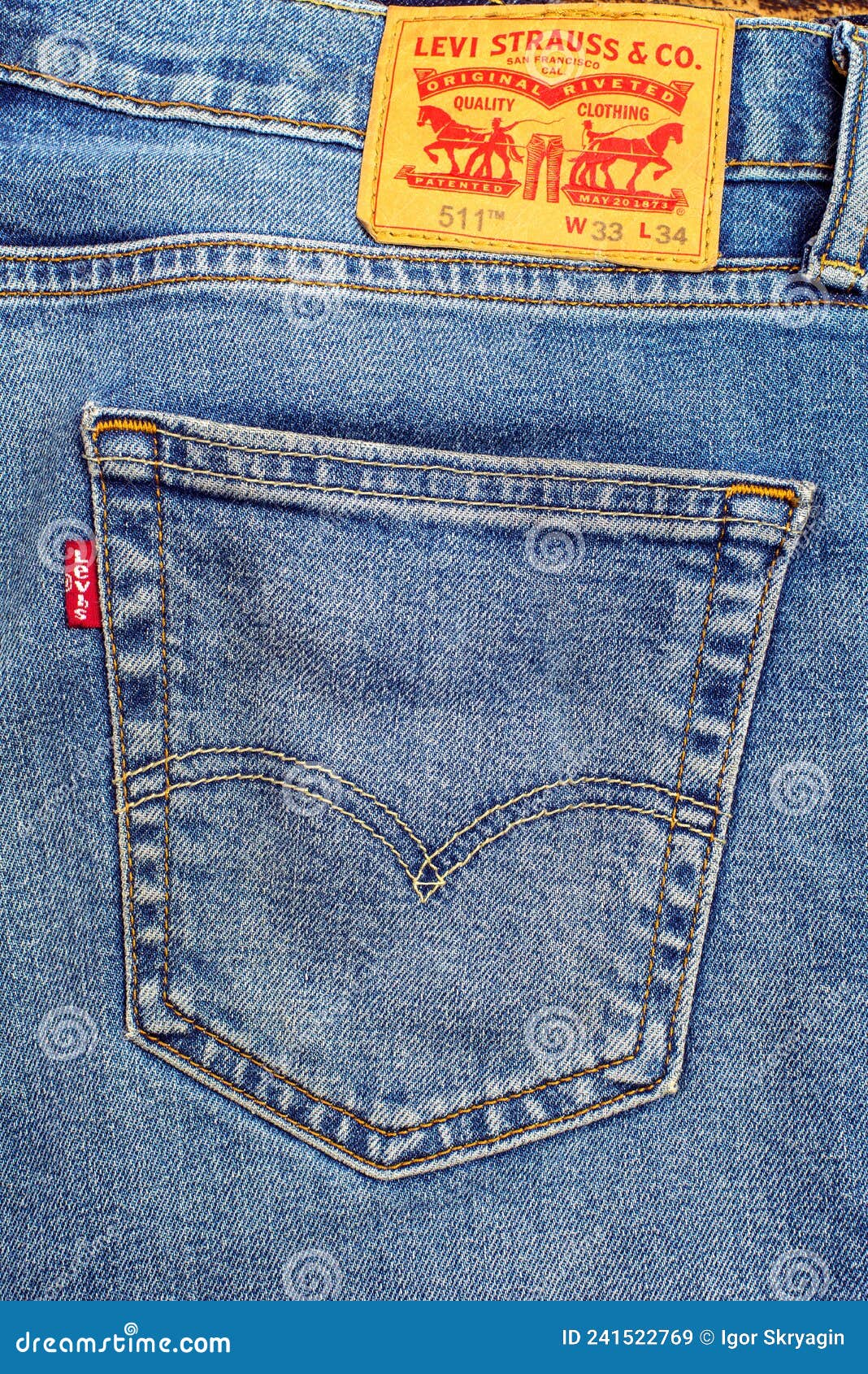 Close Up of the Details of New LEVI`S 511 Jeans Editorial Stock Image ...