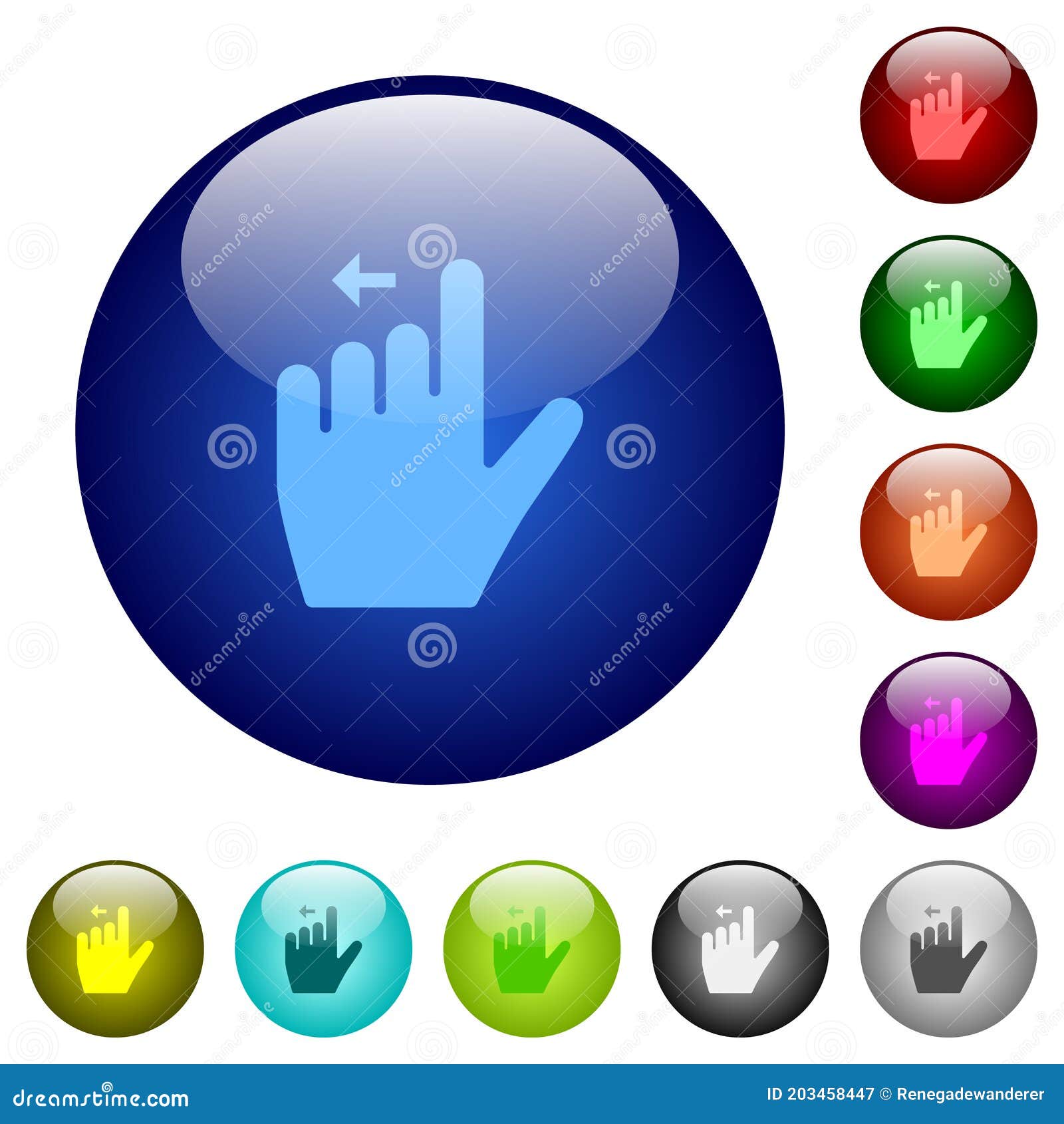 left handed move left gesture color glass buttons