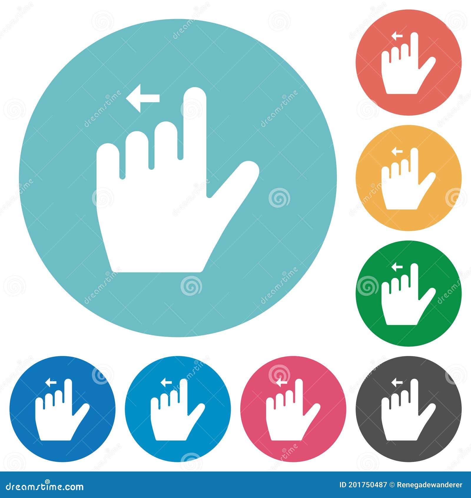 left handed move left gesture flat round icons