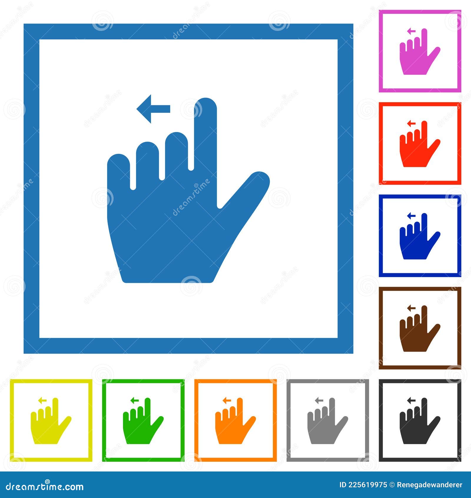 left handed move left gesture flat framed icons