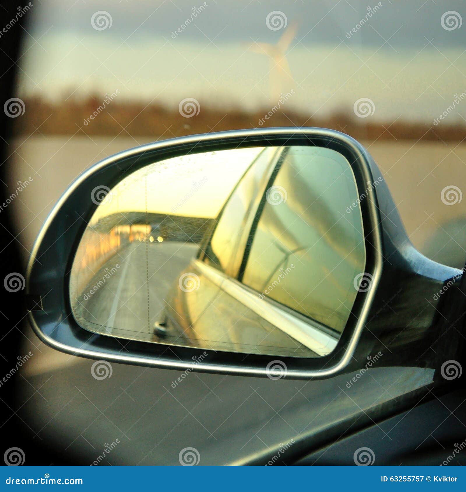 Left Side Rear Vision Mirror of the Car Stock Image Image of road