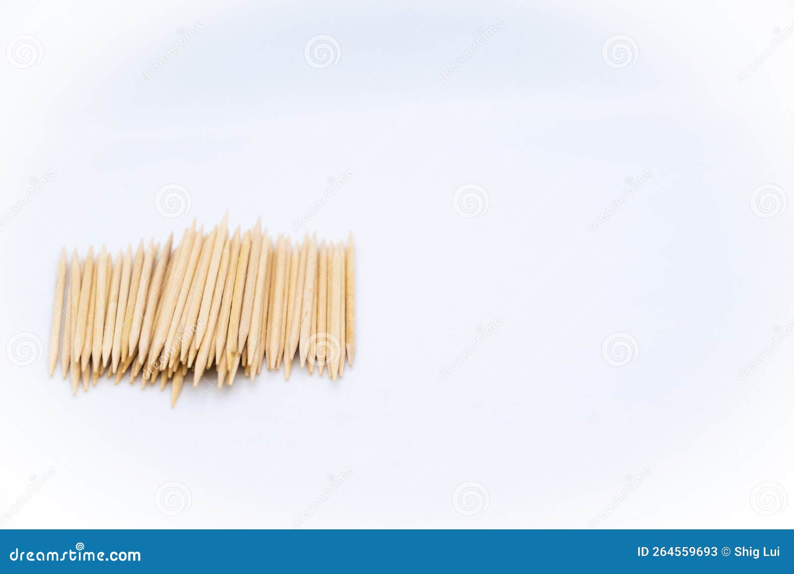 left-sided toothpicks on white background