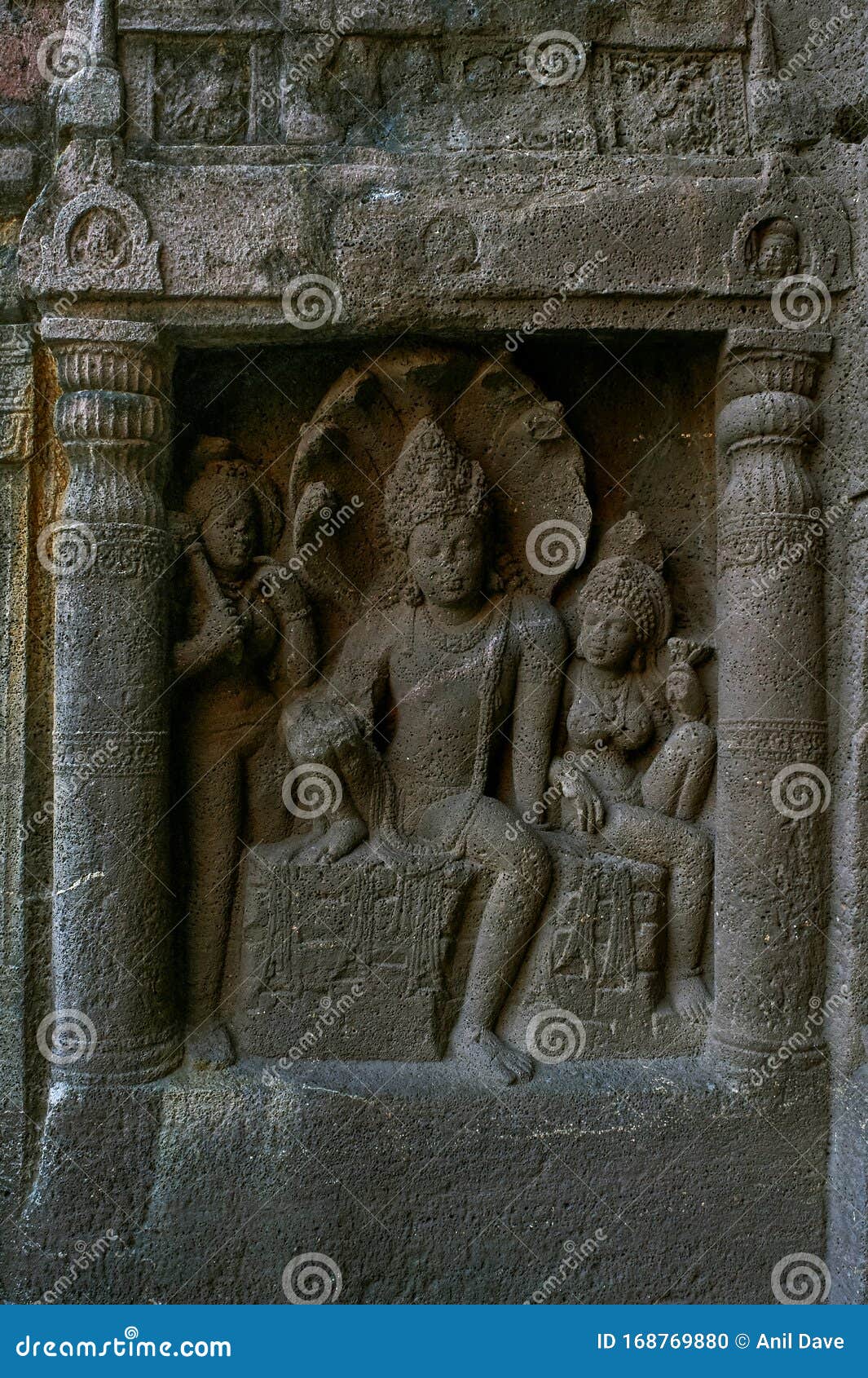 left wing of faÃÂ§ade showing nagaraja snake king and his consort nagini. ajanta caves, aurangabad, maharashtra