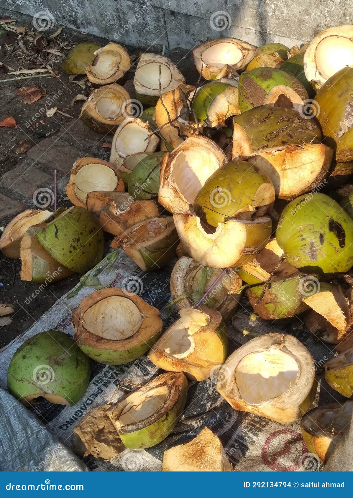 Leftover Coconut Shells from Coconut Water Ice & X28;known As Es Degan ...