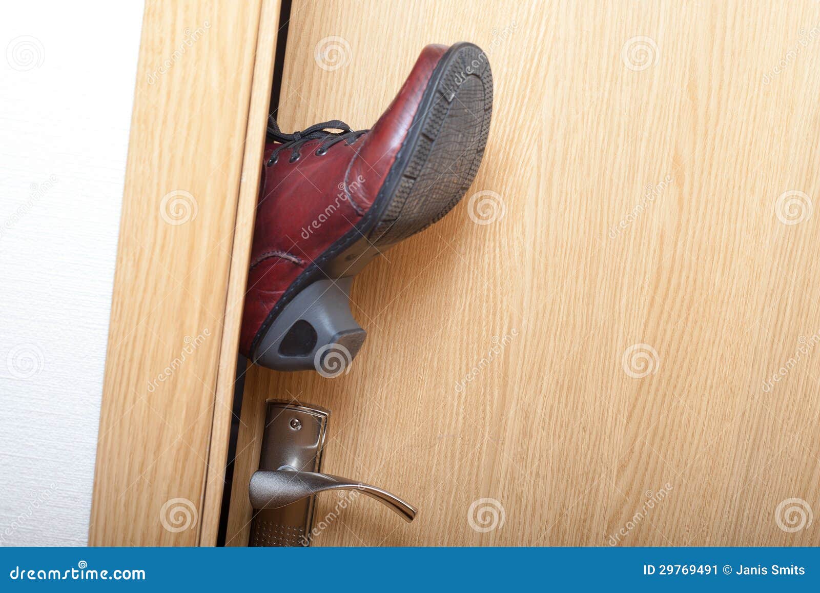 Leg in door. stock image. Image of active, woman, wooden - 29769491