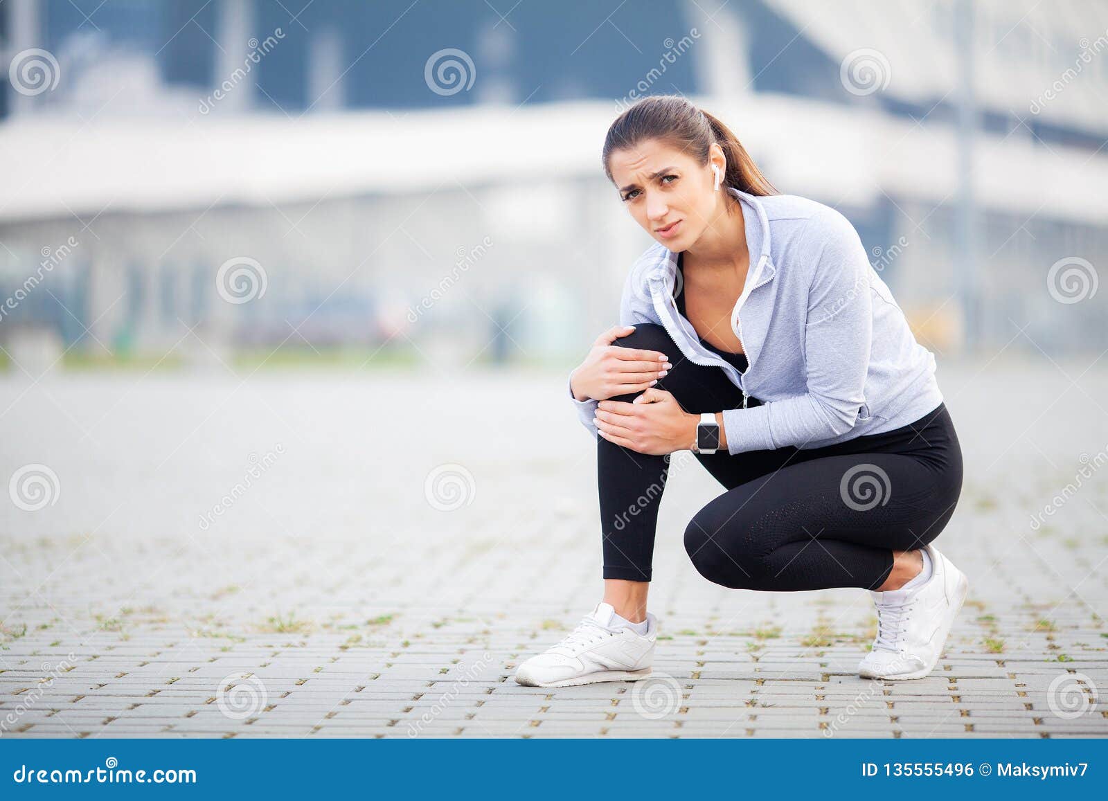 Leg Injury. Woman Suffering from Pain in Leg after Workout Stock Photo ...