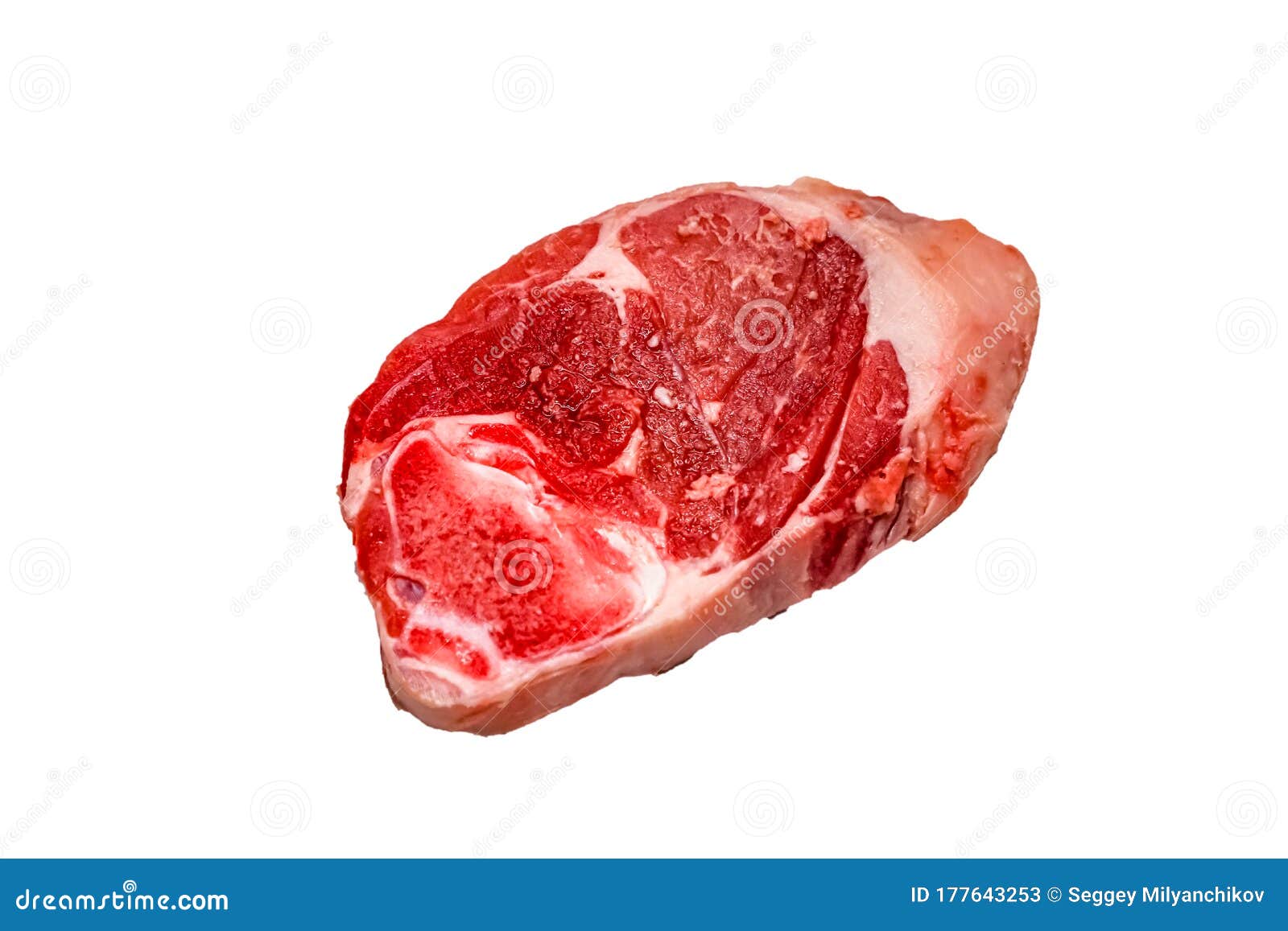 A Leg of Lamb Cut into Steaks Lies on a White Background. Stock Image
