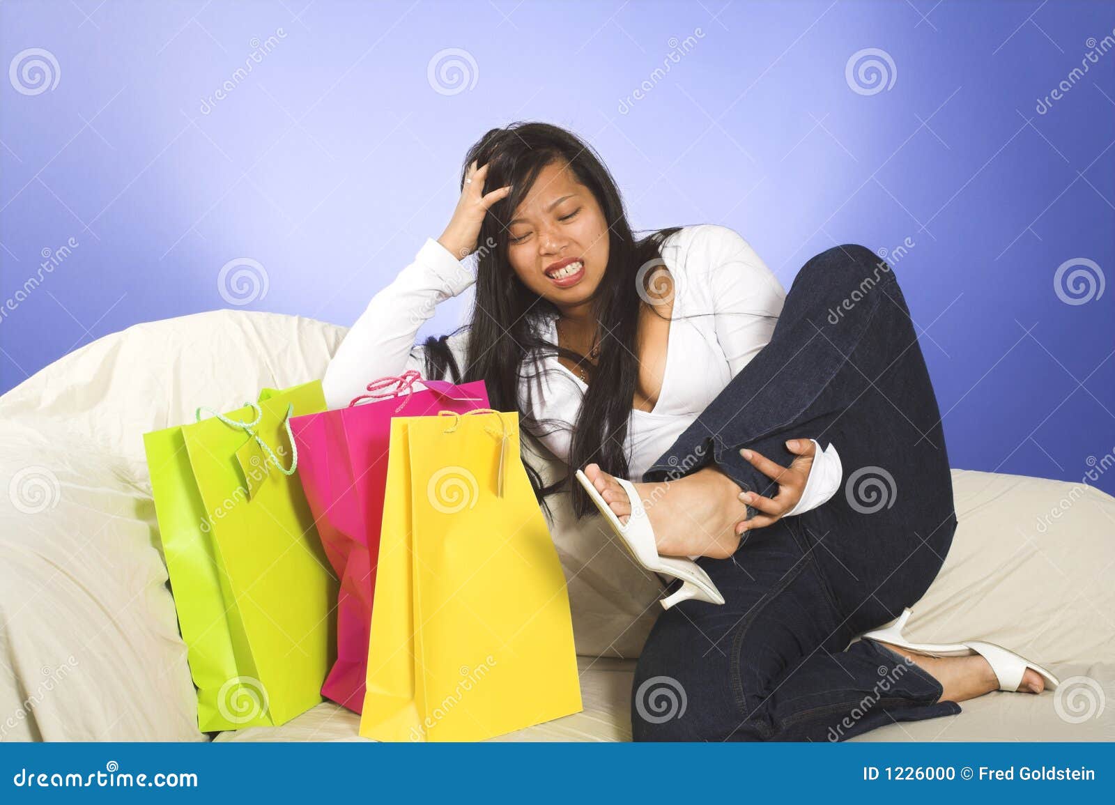 Leg pain after shopping stock photo. Image of health, migraine 1226000