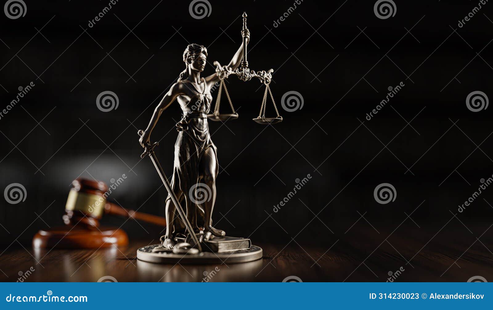 legal concept: themis is the goddess of justice and the judge's gavel hammer as a  of law and order