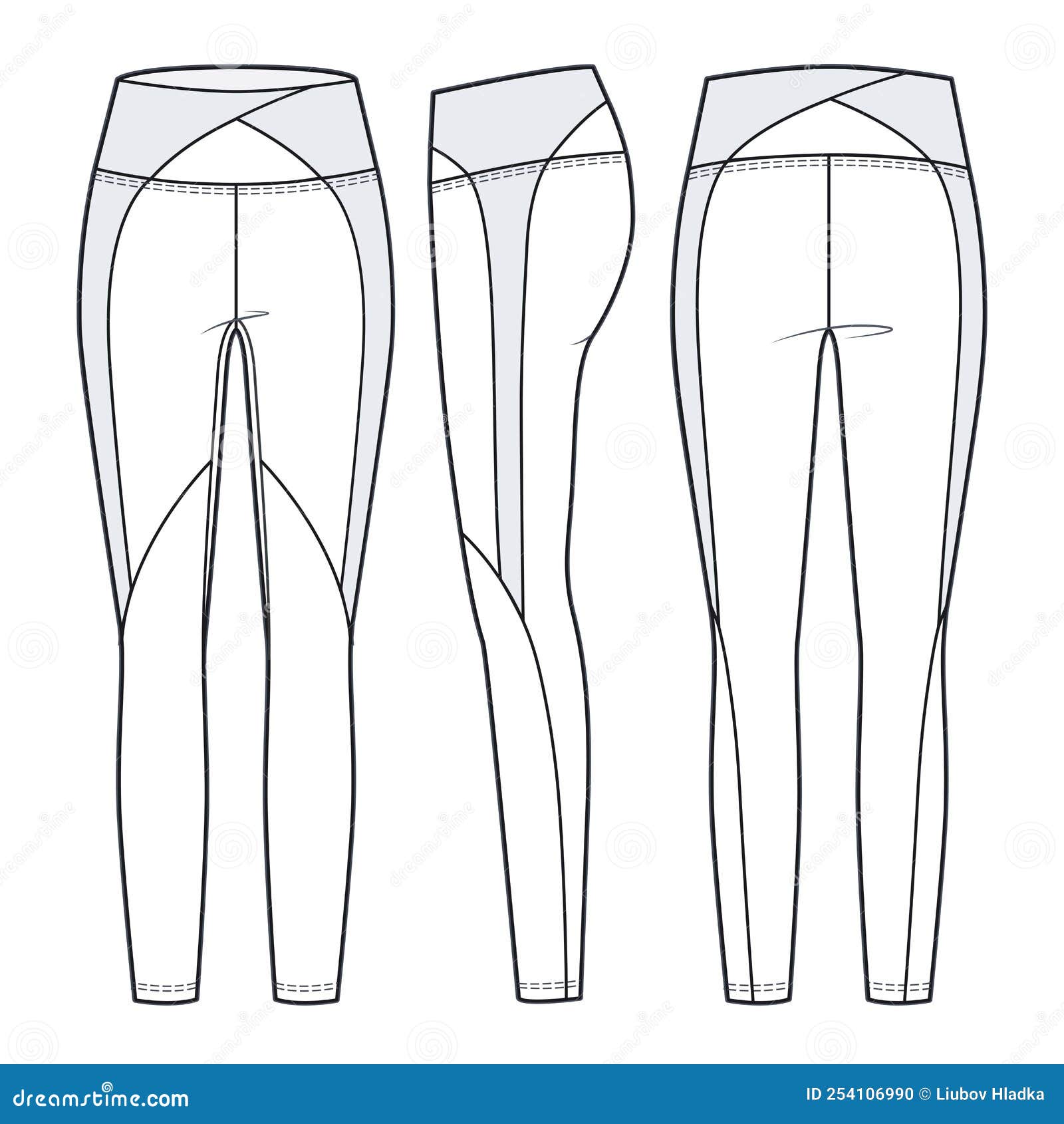 Leggings Pants Fashion Flat Sketch Template. Stock Vector