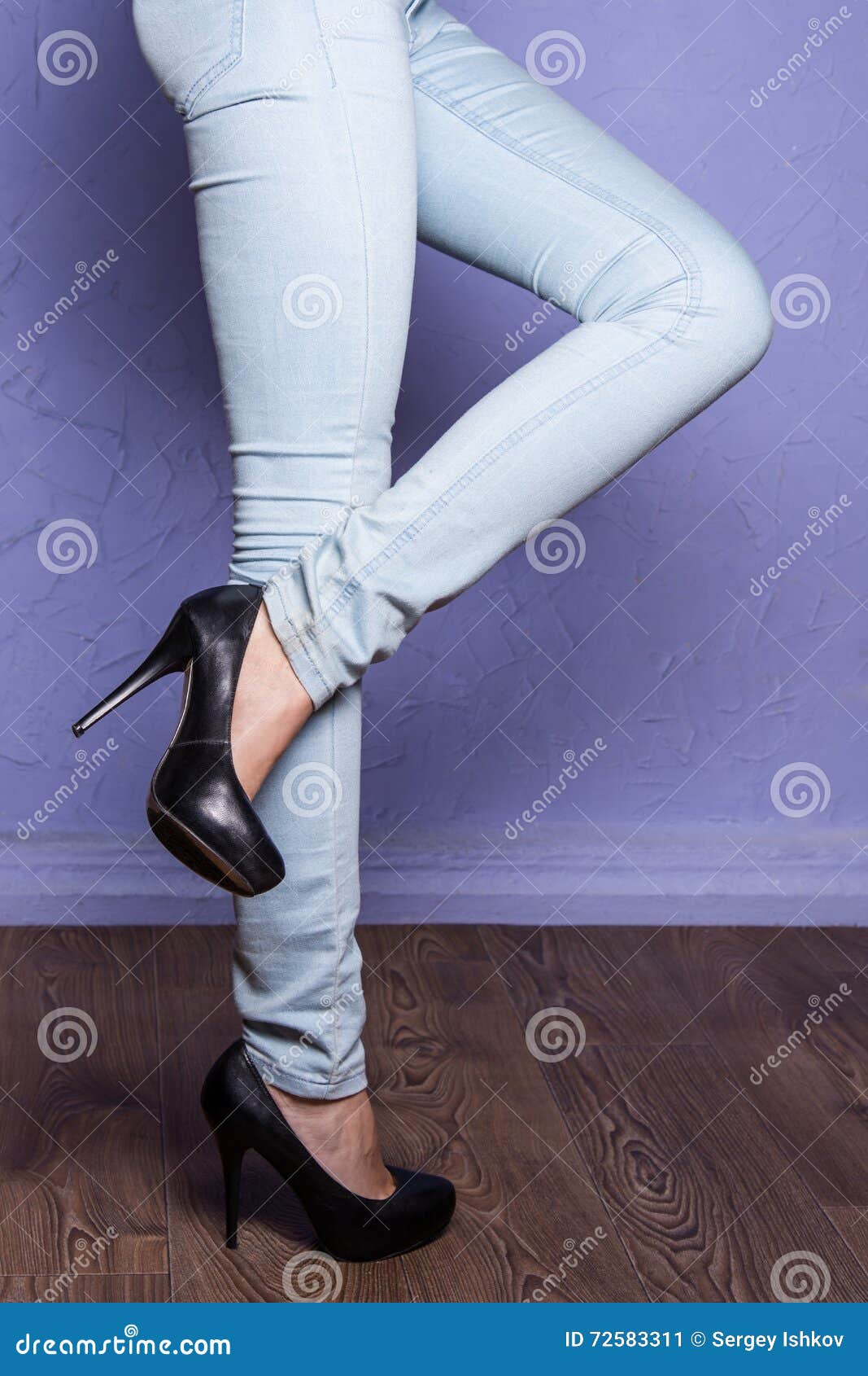 Leggy Girl in Black Shoes with High Heels Stock Image - Image of high ...