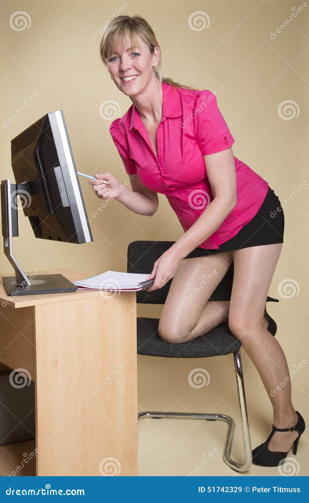 Leggy Secretary At Her Desk Stock Image Image Of Leggy Female 51742329