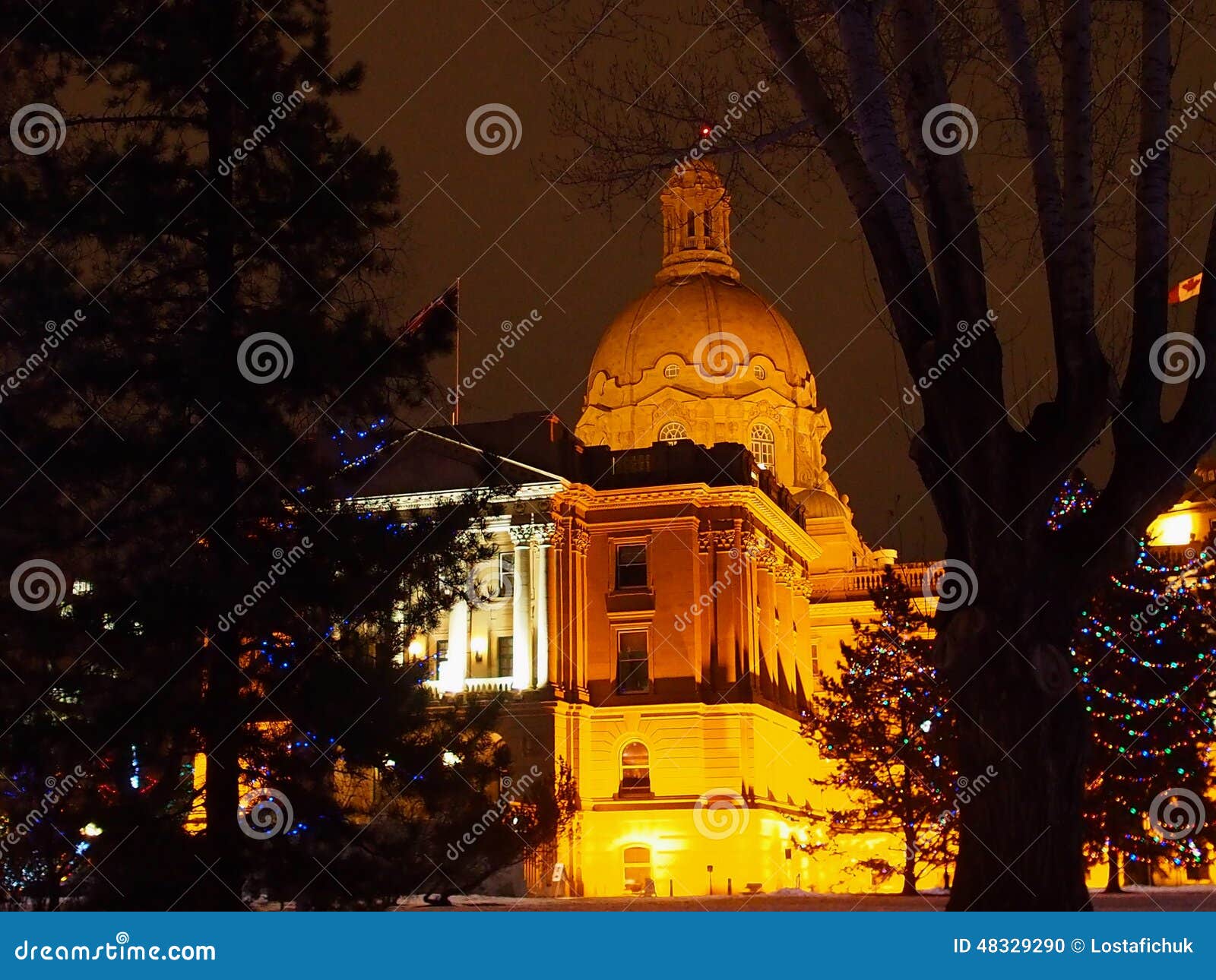 Legislative Building Edmonton, Alberta with Christmas Lights Editorial