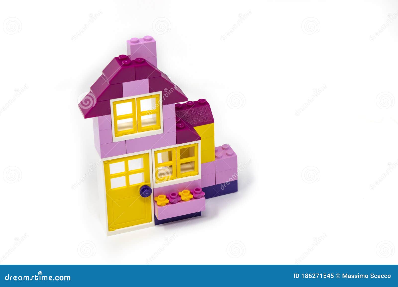 Lego House Made of Classic Colored Building Blocks Stock Image