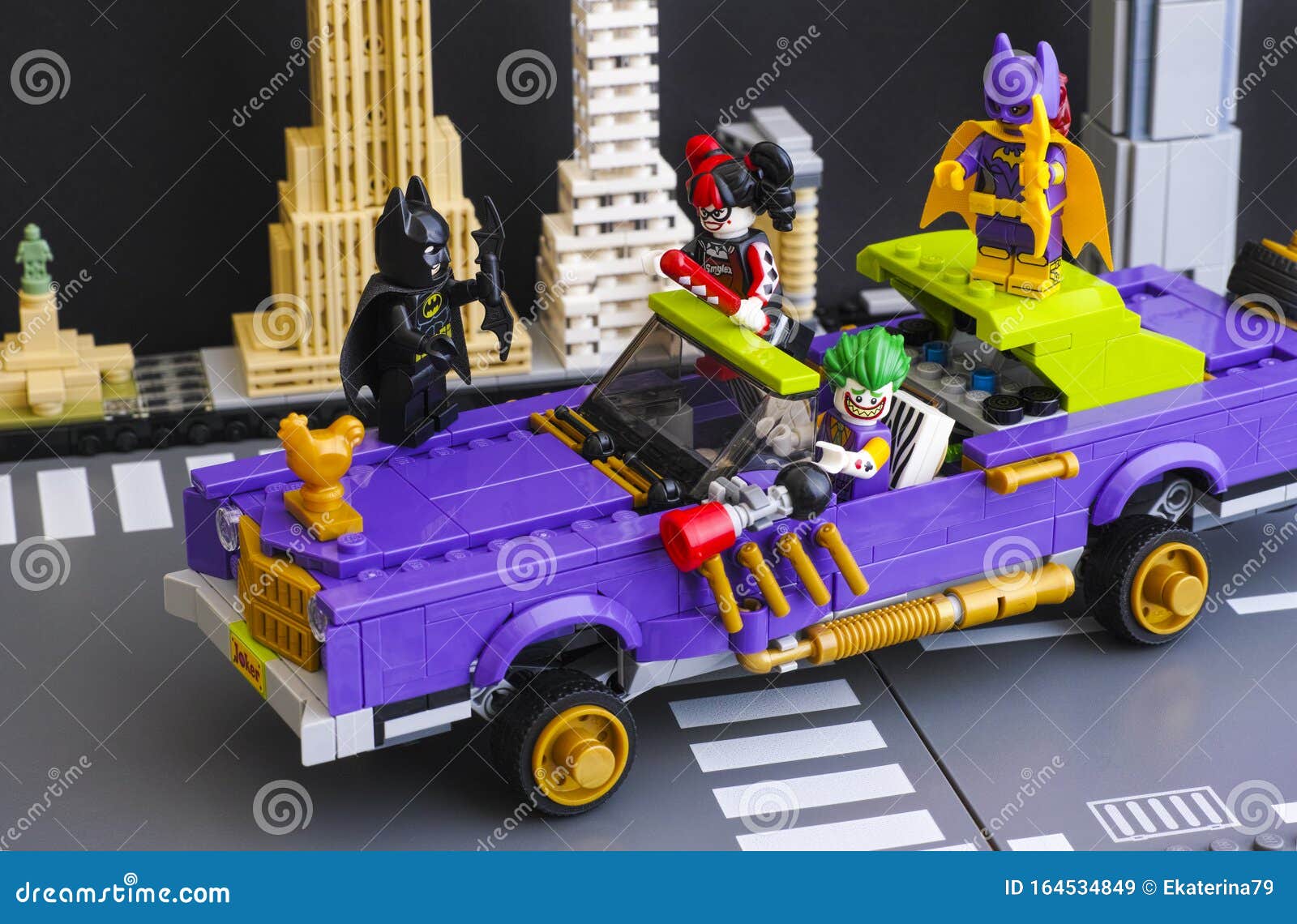 Lego the Joker Notorious Lowrider in the City Street with Batman, Batgirl,  the Joker, Harley Quinn Minifigures Editorial Stock Image - Image of  building, gotham: 164534849