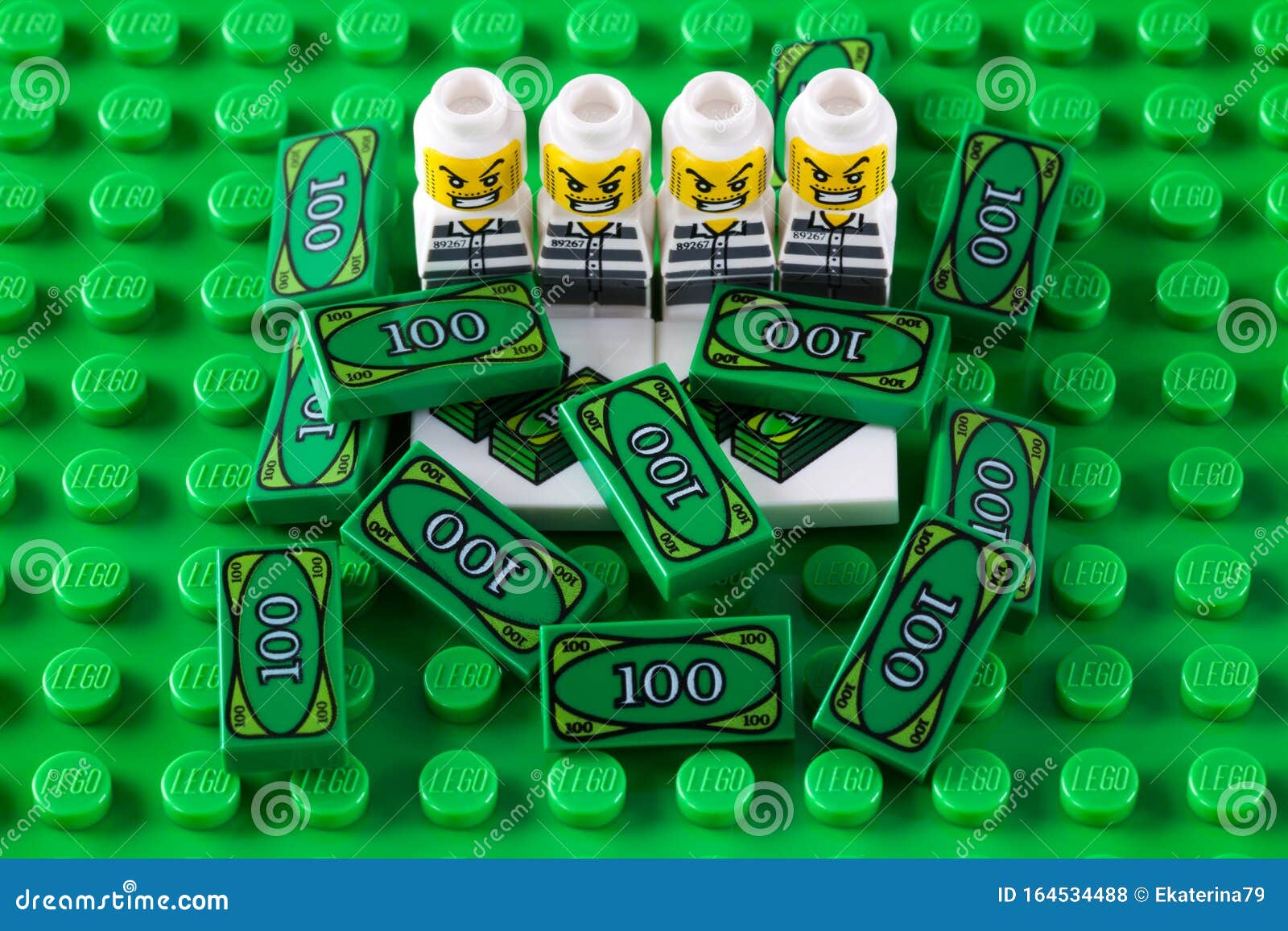 Lego 100 X 50 Verde dinero Azulejo Nueva ciudad Minifigura ladrón dólar