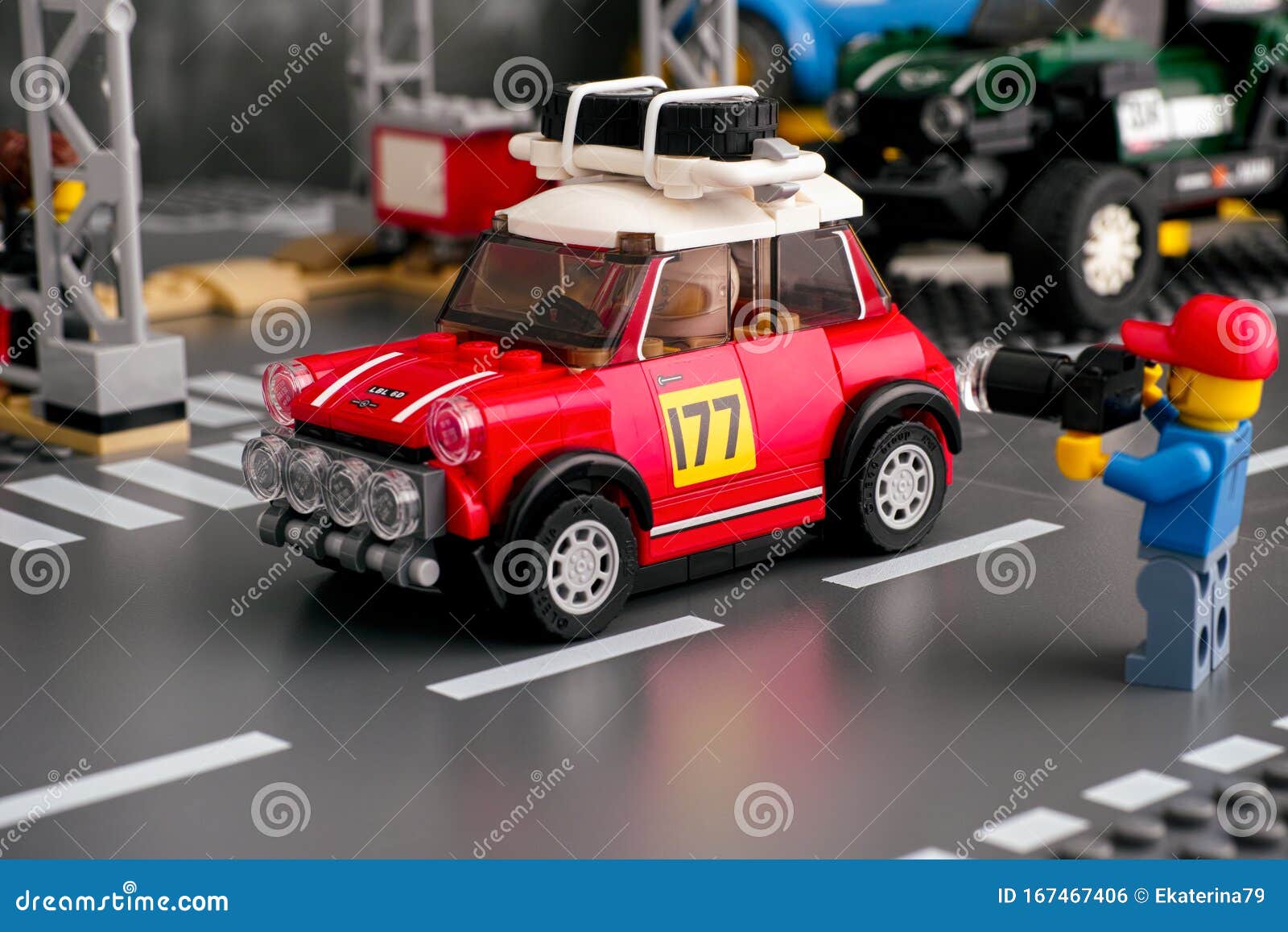 Lego Man with Camera Taking a Picture of 1967 Mini Cooper S Rally Car ...