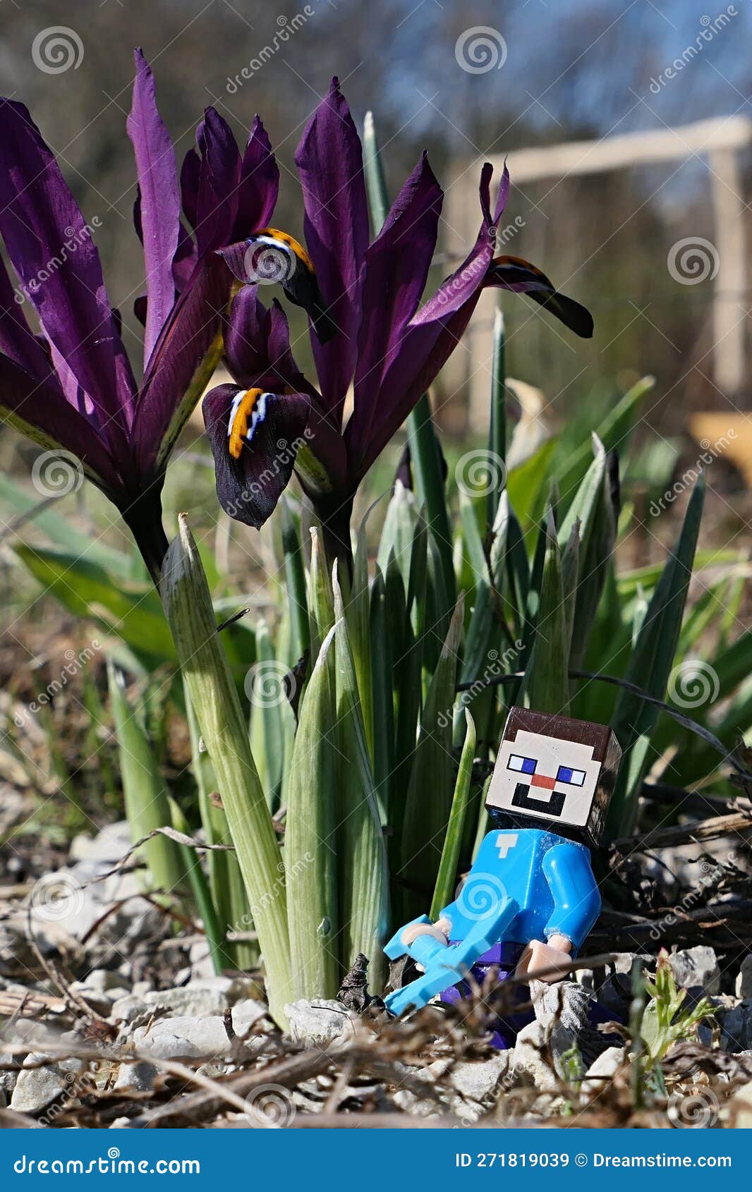 LEGO Minecraft Figure of Steve with Diamond Pickaxe Standing Under