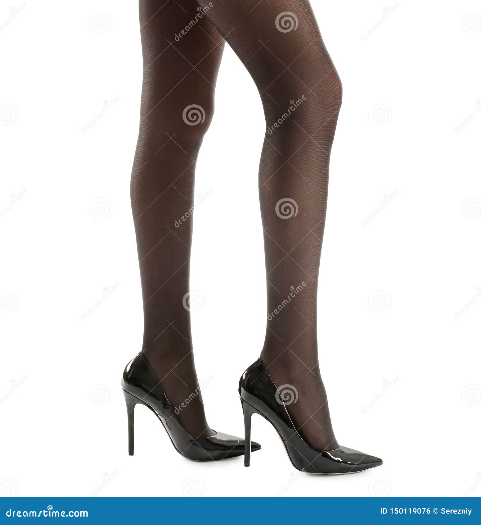 Legs of Beautiful Young Woman in Tights on White Background Stock Photo ...