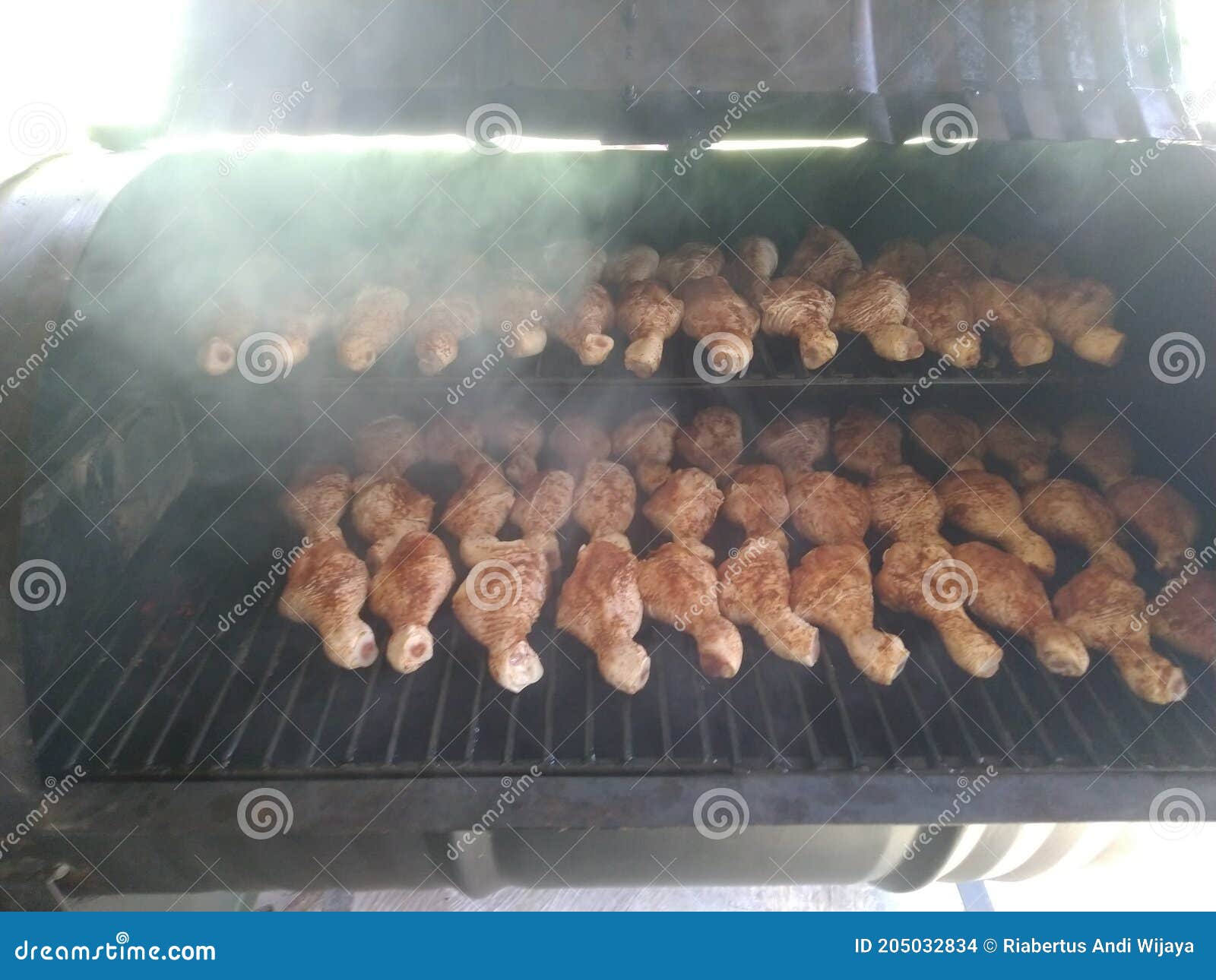 Legs chicken smoke bbq stock photo. Image of cooking 205032834