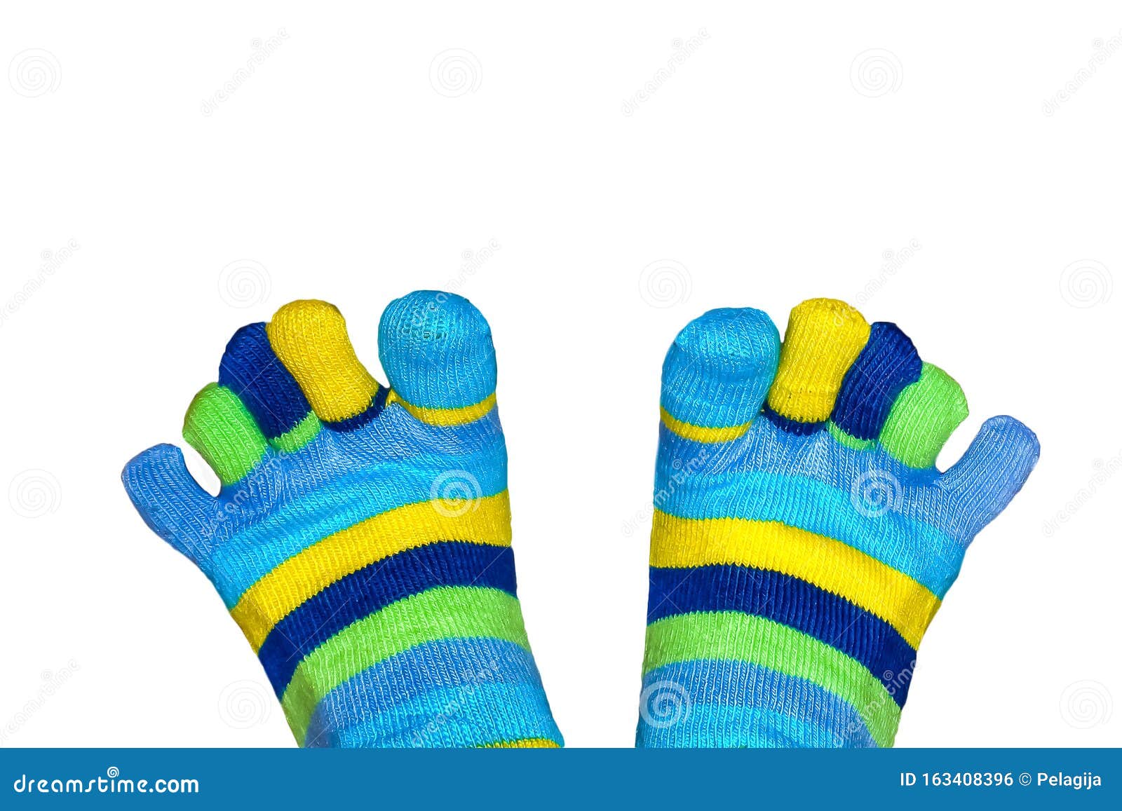 Legs in Funny Striped Socks with Fingers Isolated on White Background Stock  Photo - Image of human, sock: 163408396