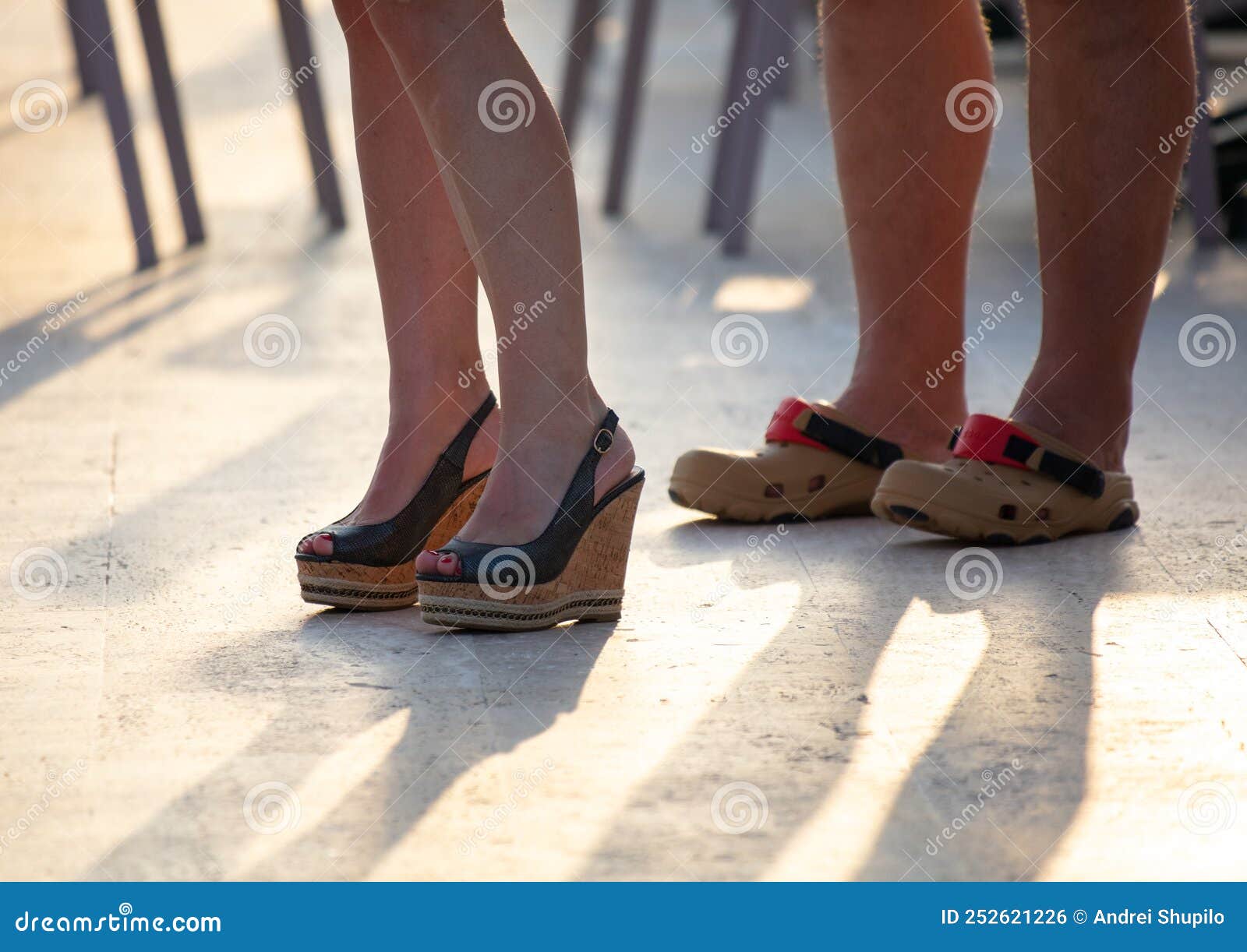 Legs of a Girl in High Heels and a Boy Stock Photo - Image of feelings ...