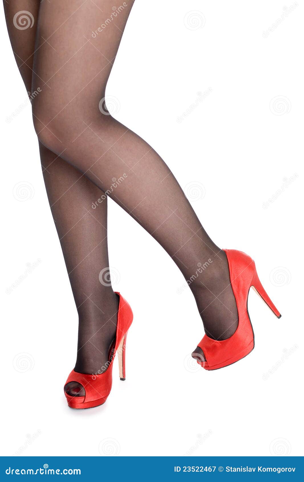 Legs in Pantyhose and Shoes. Stock Image - Image of fashionable